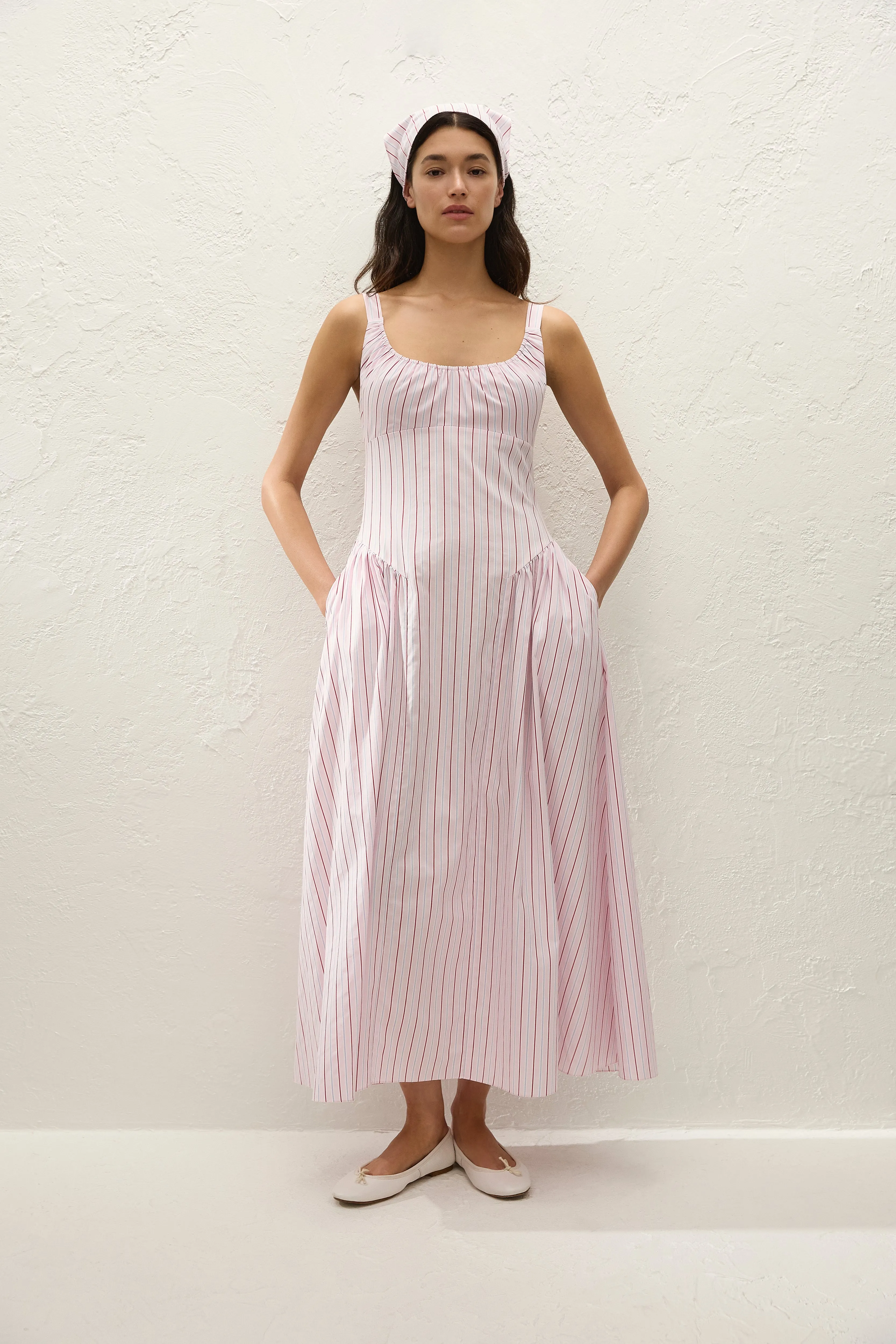 Marcella Midi Dress Fiori Stripe Palazzo sold by Faithfull the Brand