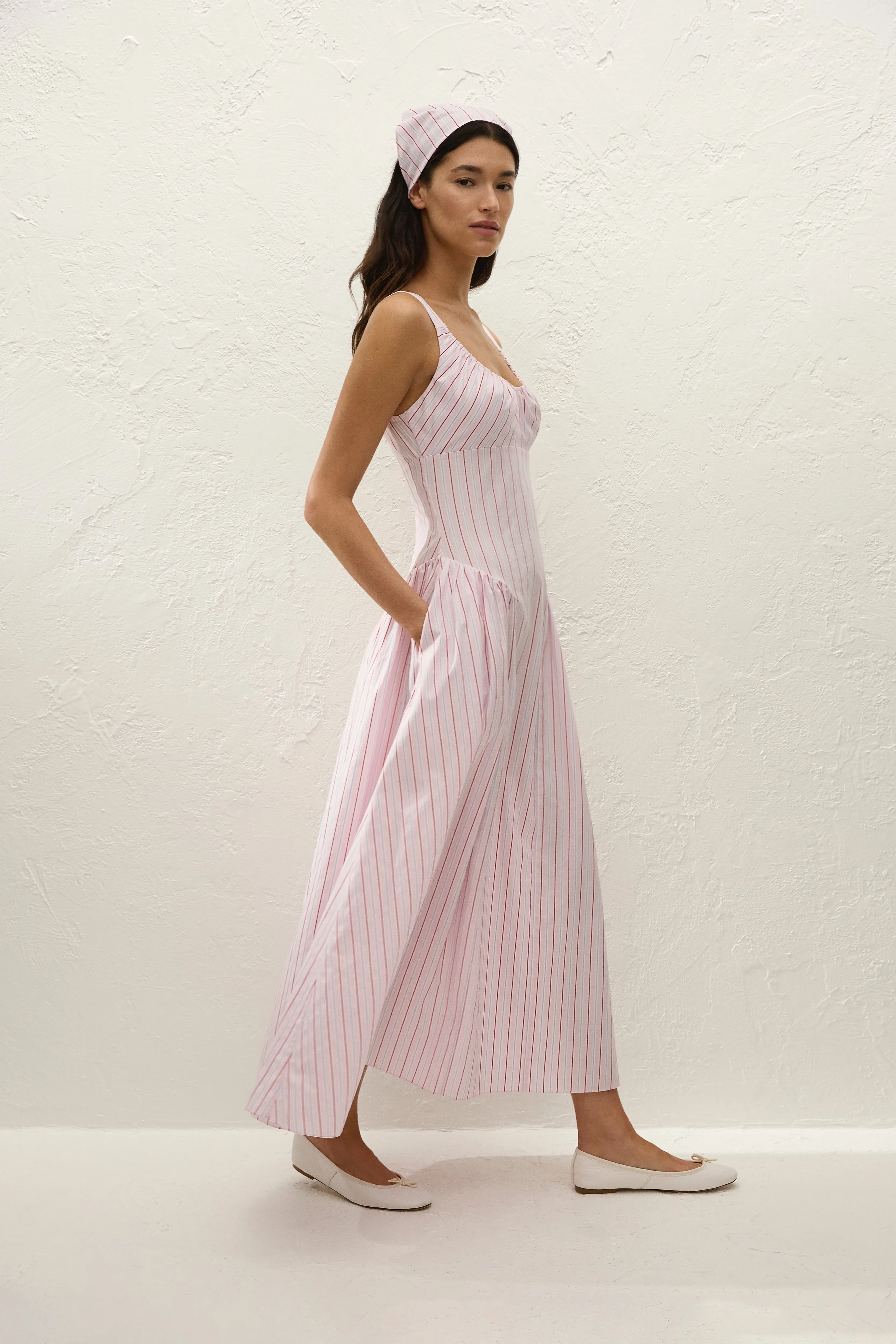 Marcella Midi Dress Fiori Stripe Palazzo sold by Faithfull the Brand product image thumbnail 5