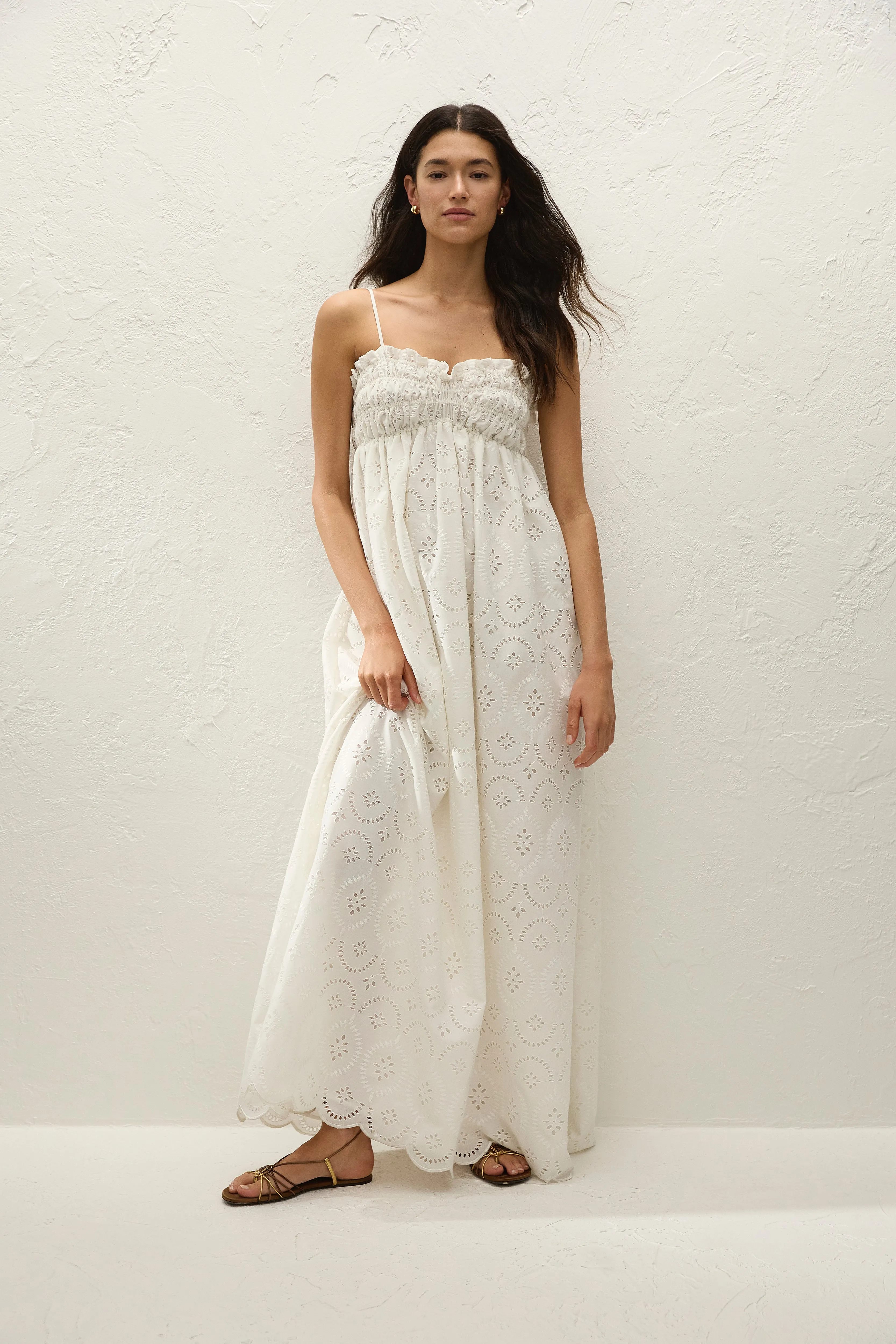 Etta Maxi Dress Bianca Broderie White sold by Faithfull the Brand