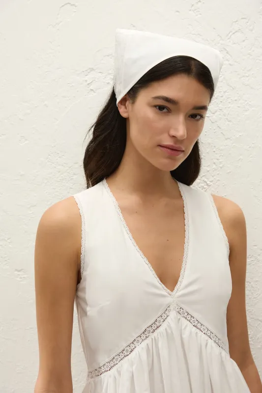 Emilia Head Scarf Fresco Lace White sold by Faithfull the Brand