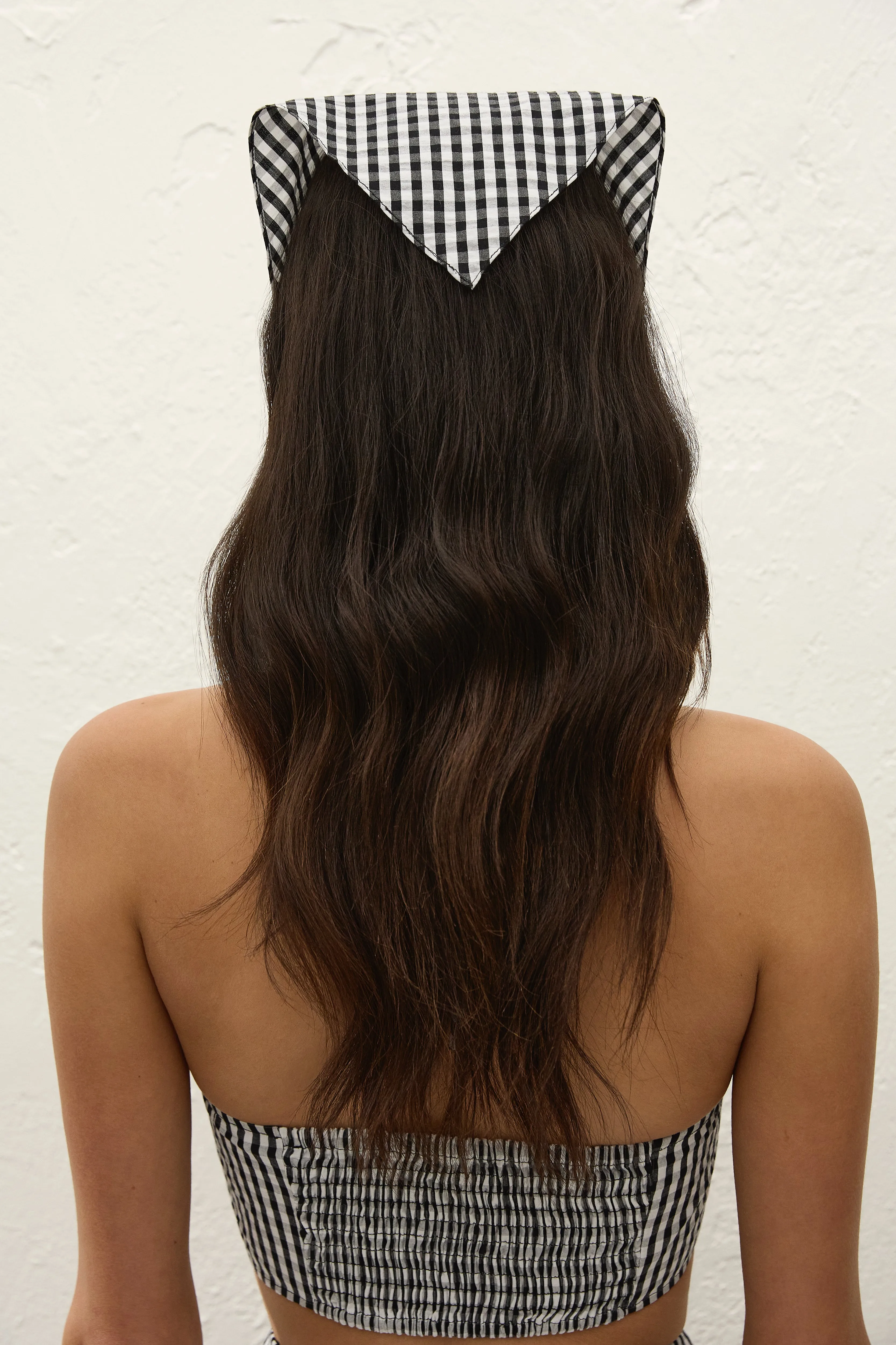 Lucia Head Scarf Black Textured Gingham sold by Faithfull the Brand product image thumbnail 3