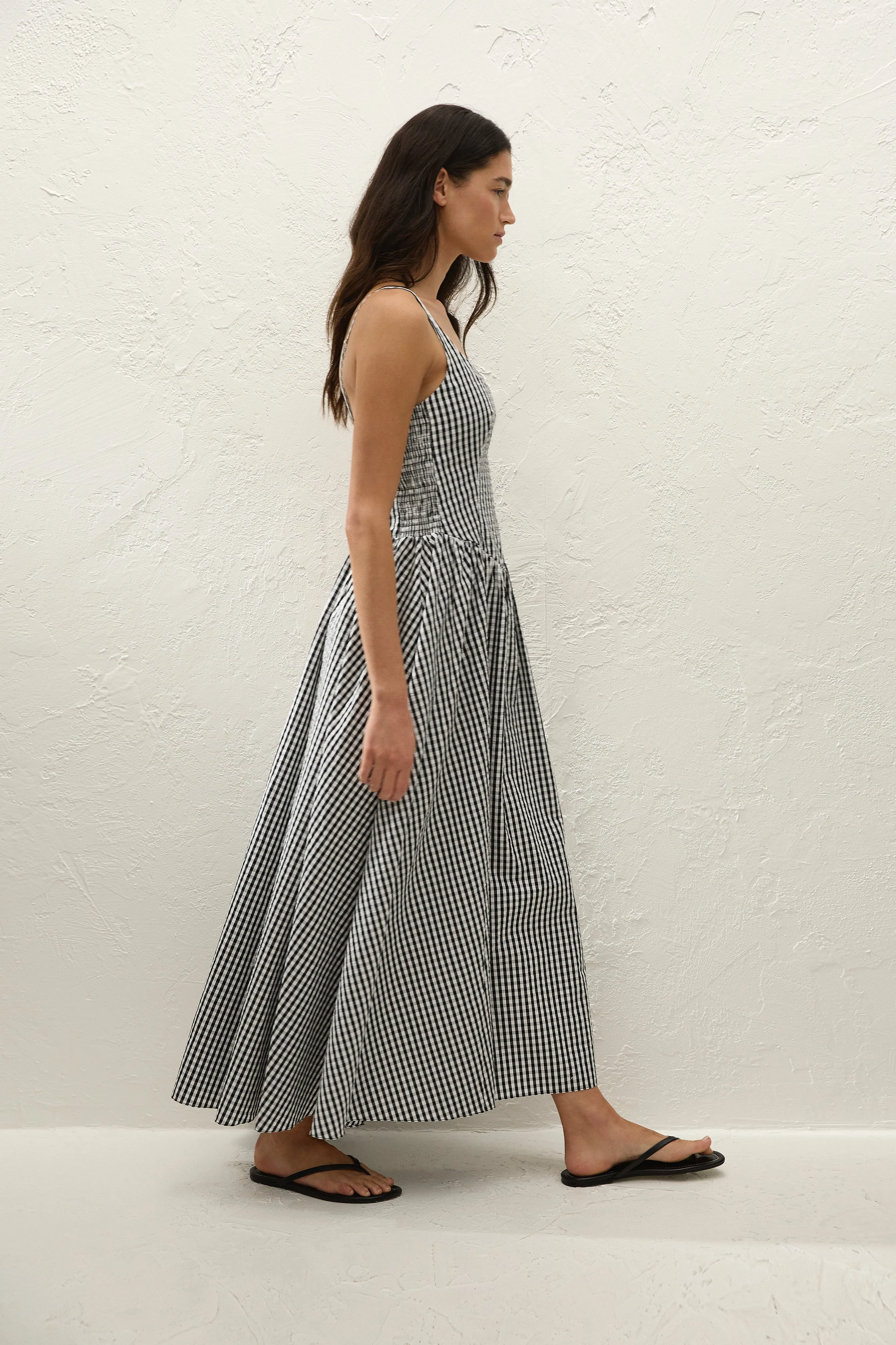 Chiara Midi Dress Black Textured Gingham sold by Faithfull the Brand product image thumbnail 5