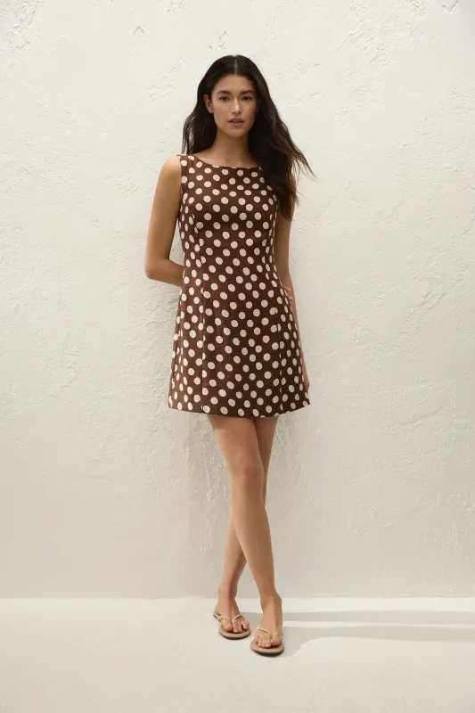 Lydie Mini Dress Cioccolato Dot made by Venezia