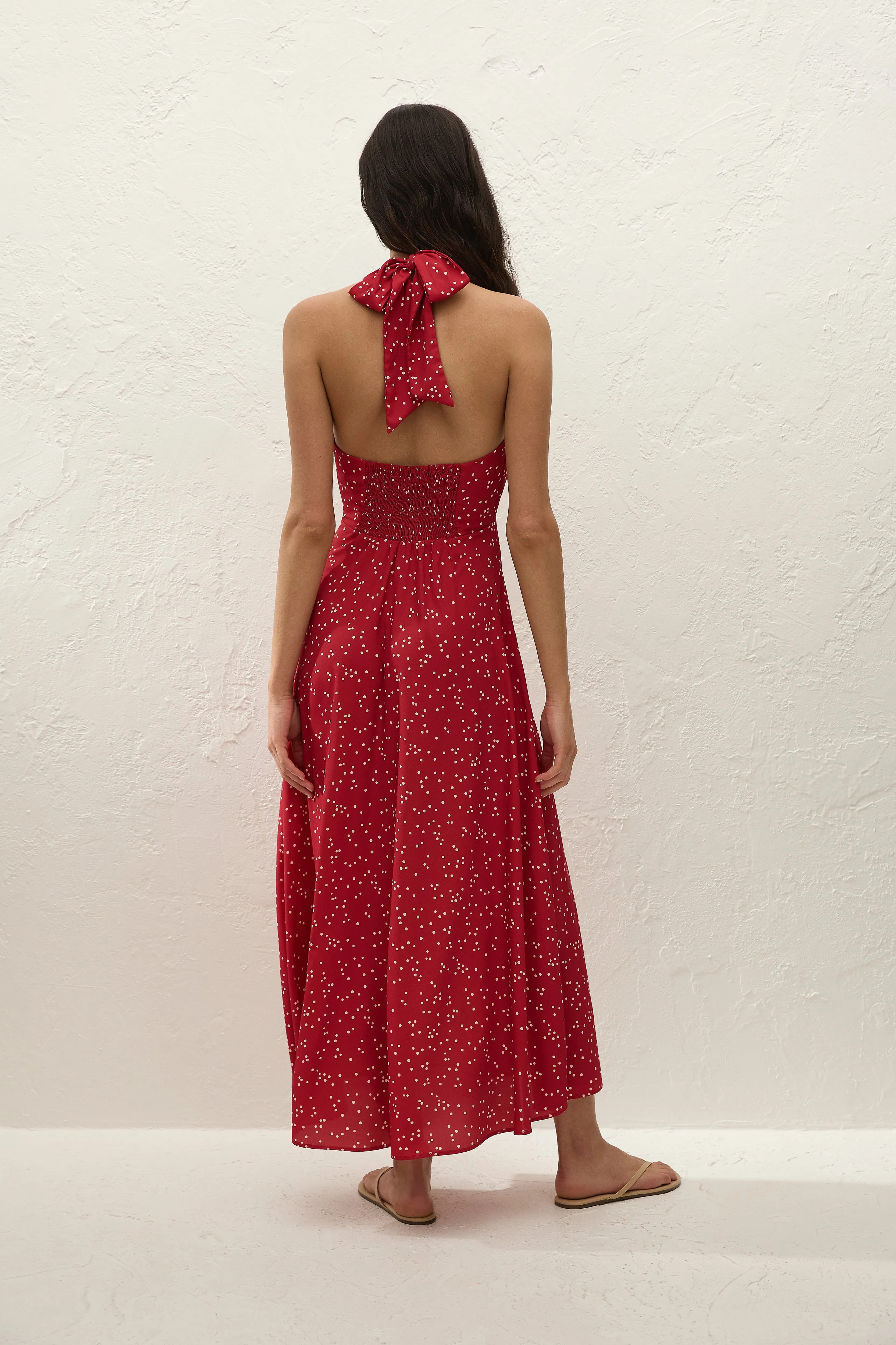 Jennah Midi Dress Linnea Dot Rosso sold by Faithfull the Brand product image thumbnail 4