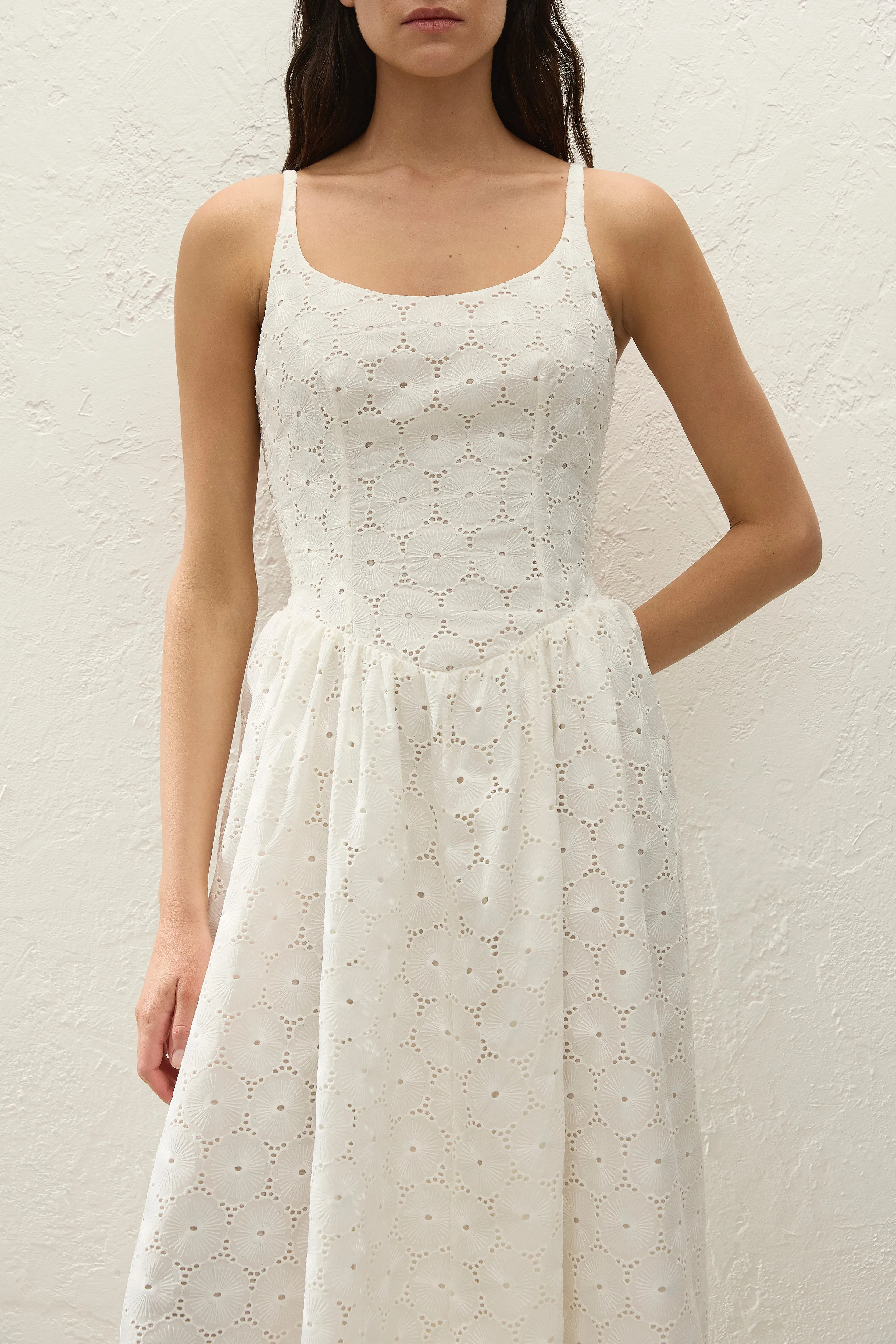 Milana Midi Dress Dolce Broderie White sold by Faithfull the Brand product image thumbnail 2