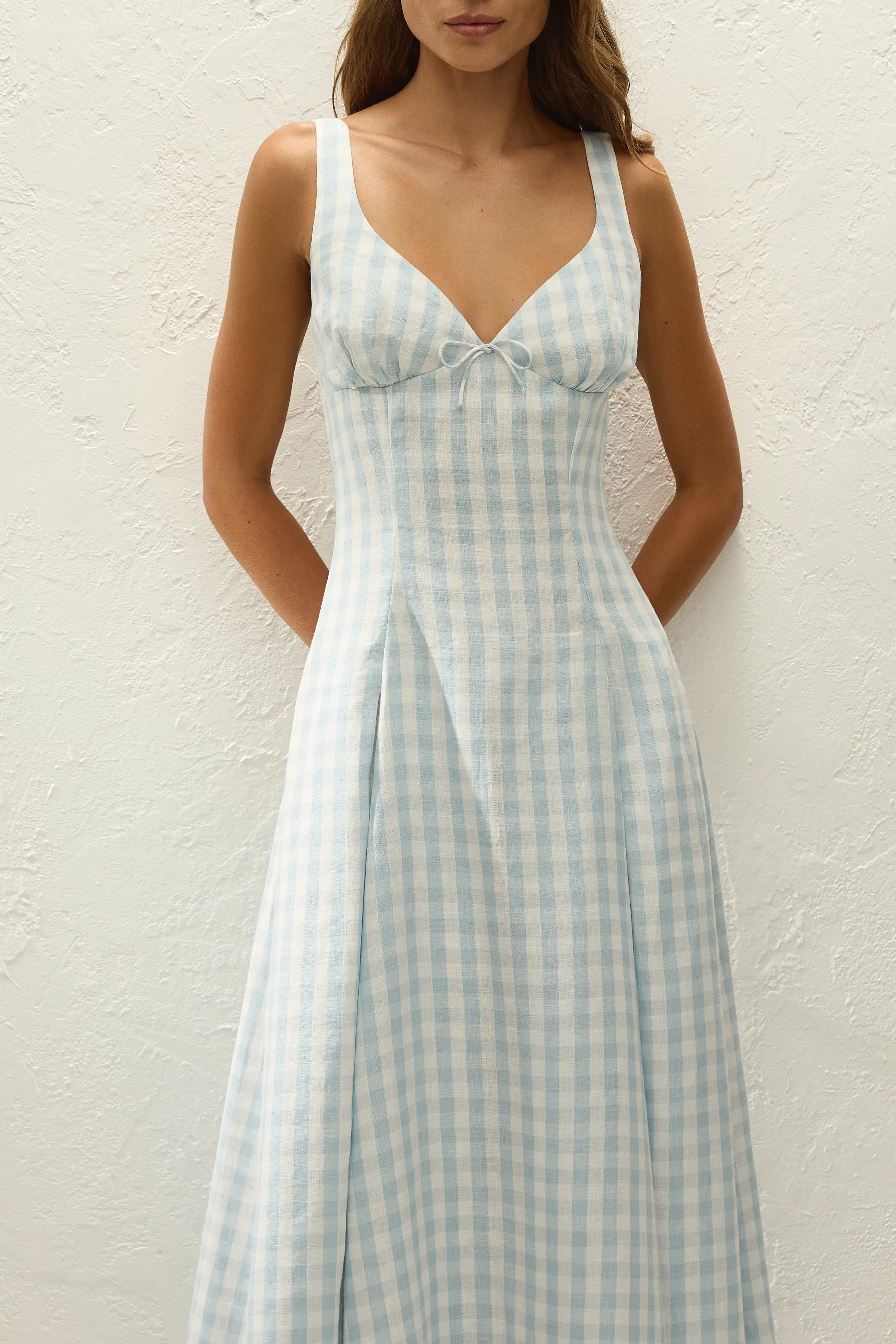 Adalee Midi Dress Gingham Sky Blue sold by Faithfull the Brand product image thumbnail 2