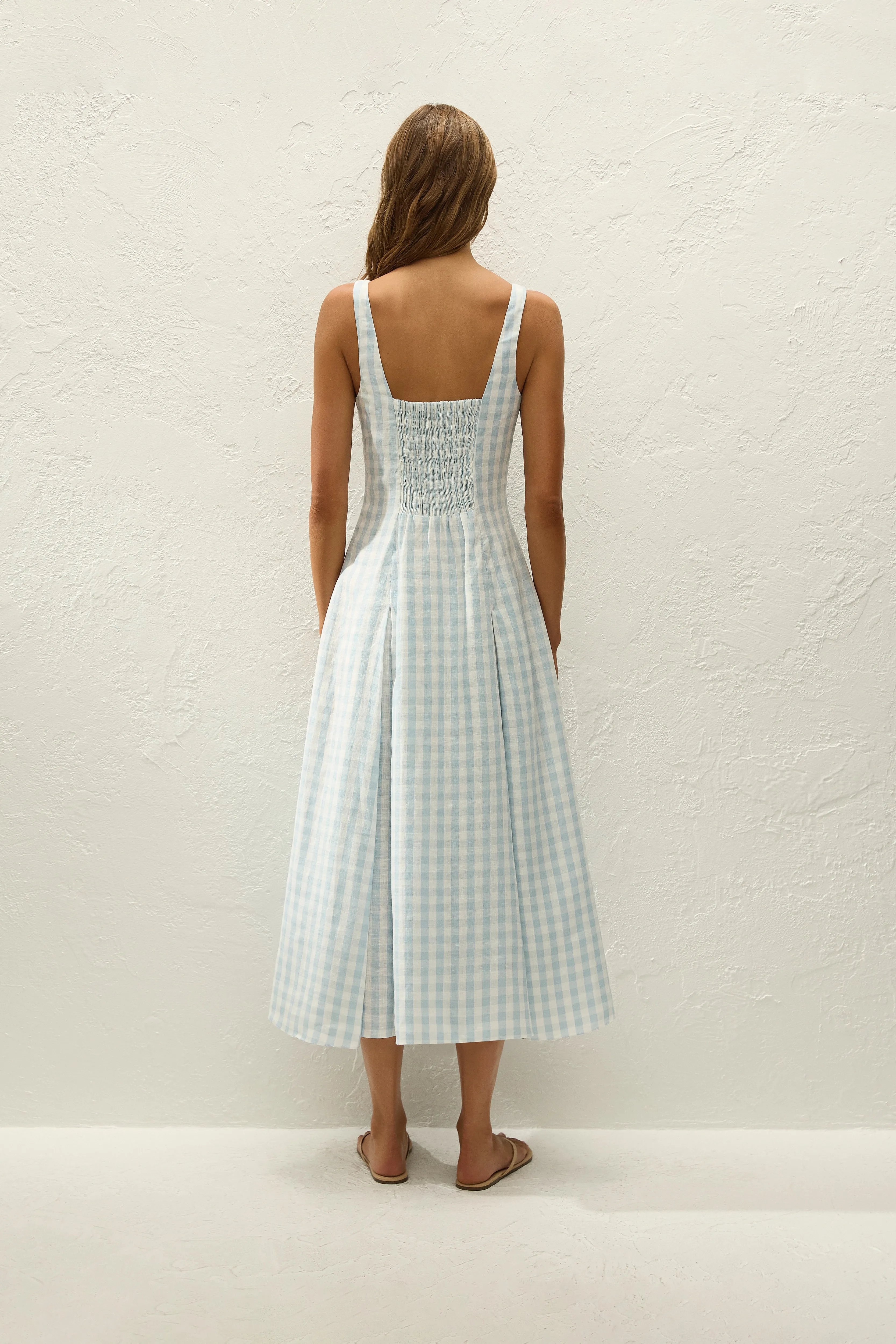 Adalee Midi Dress Gingham Sky Blue sold by Faithfull the Brand product image thumbnail 4