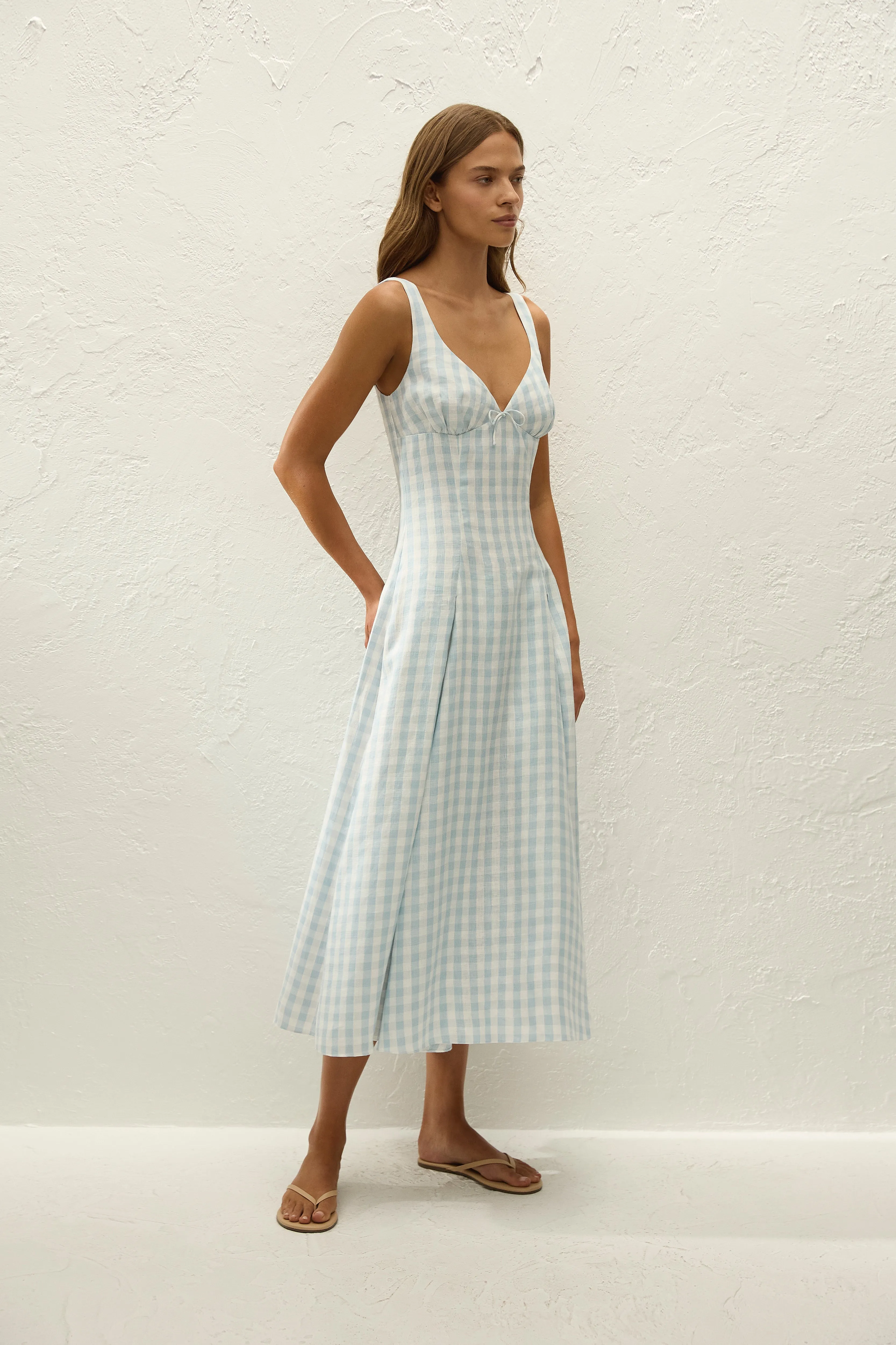 Adalee Midi Dress Gingham Sky Blue sold by Faithfull the Brand product image thumbnail 3