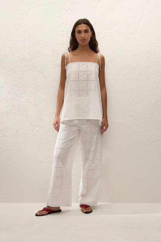 Mora Top Handkerchief Broderie White made by Faithfull the Brand