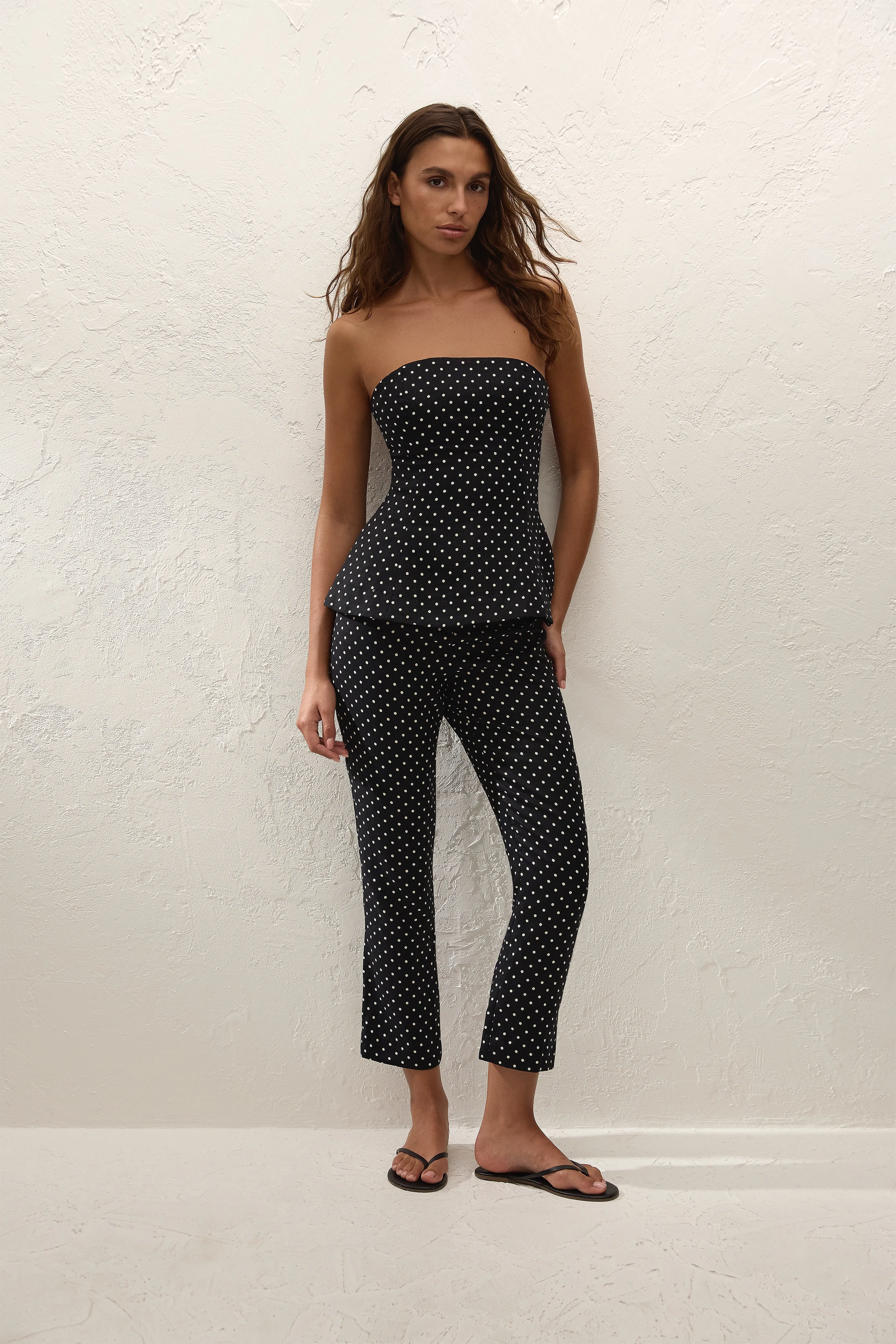 Petro Top Lola Polka Dot Black Cream sold by Faithfull the Brand