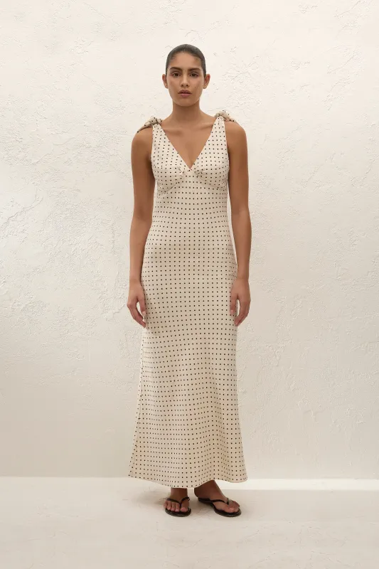 Solana Maxi Dress Lola Polka Dot Cream Black made by Faithfull the Brand