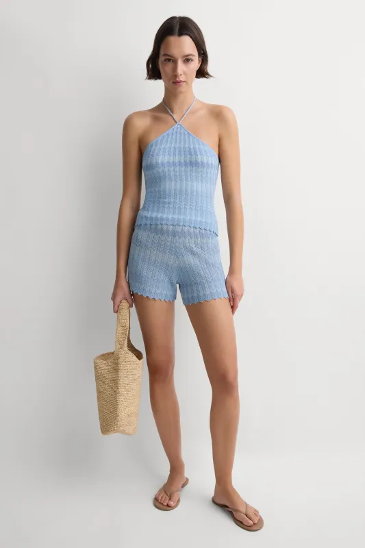 Raya Short Light Blue Chevron made by Faithfull the Brand