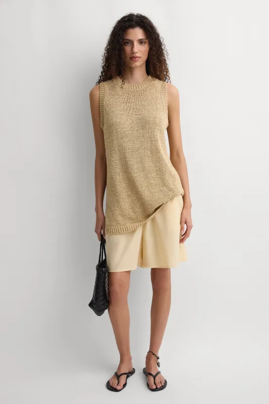 The Knit Vest Wheat made by Faithfull the Brand