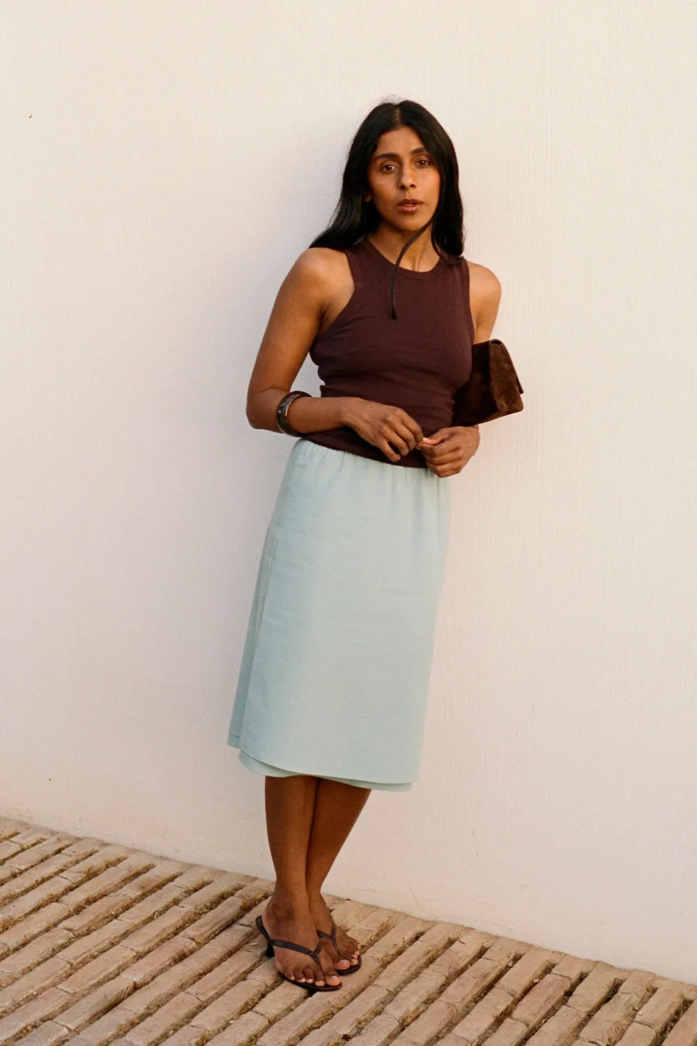 The Knee Skirt Teal sold by Faithfull the Brand product image thumbnail 2