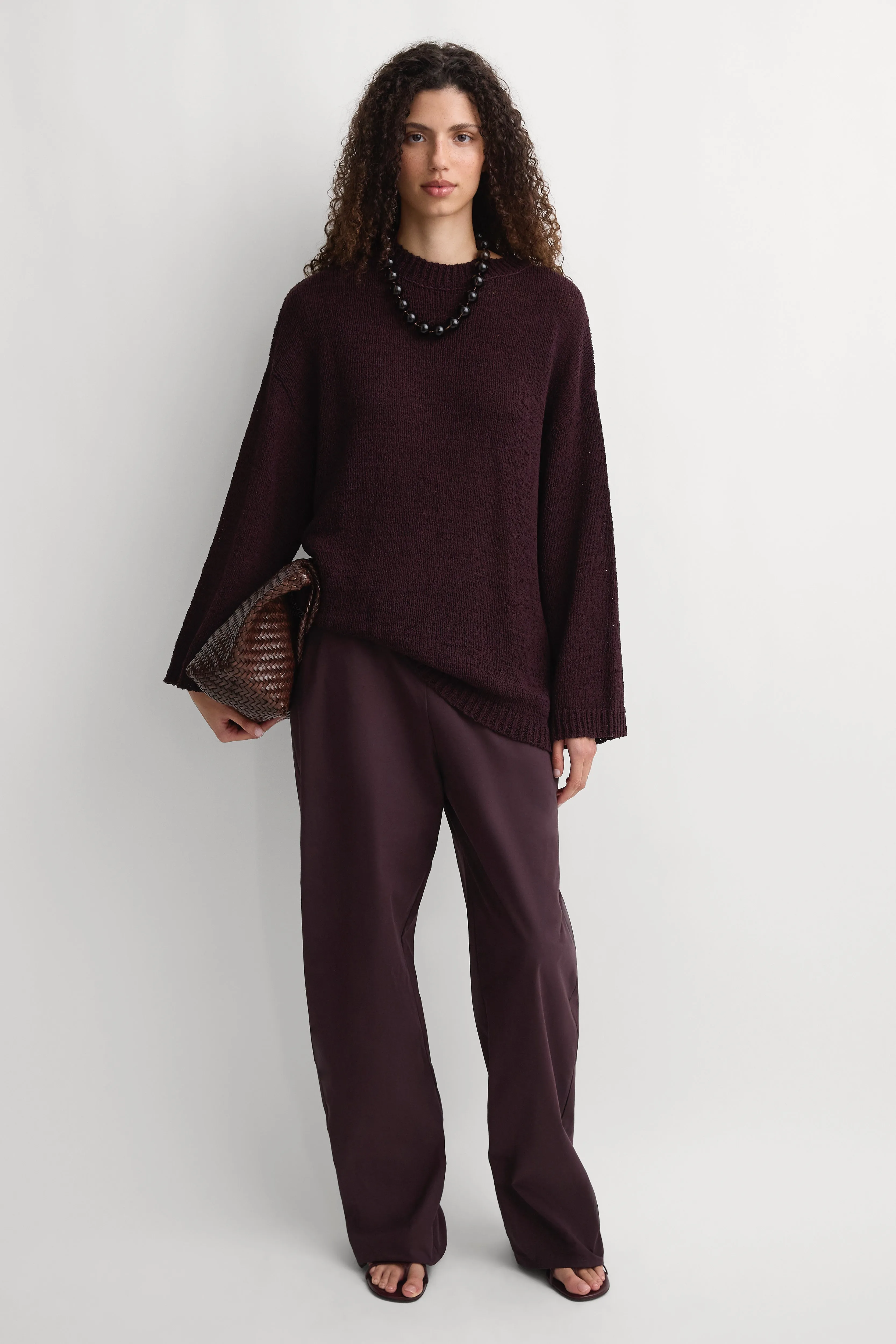 The Fisherman Knit Jumper Prune sold by Faithfull the Brand