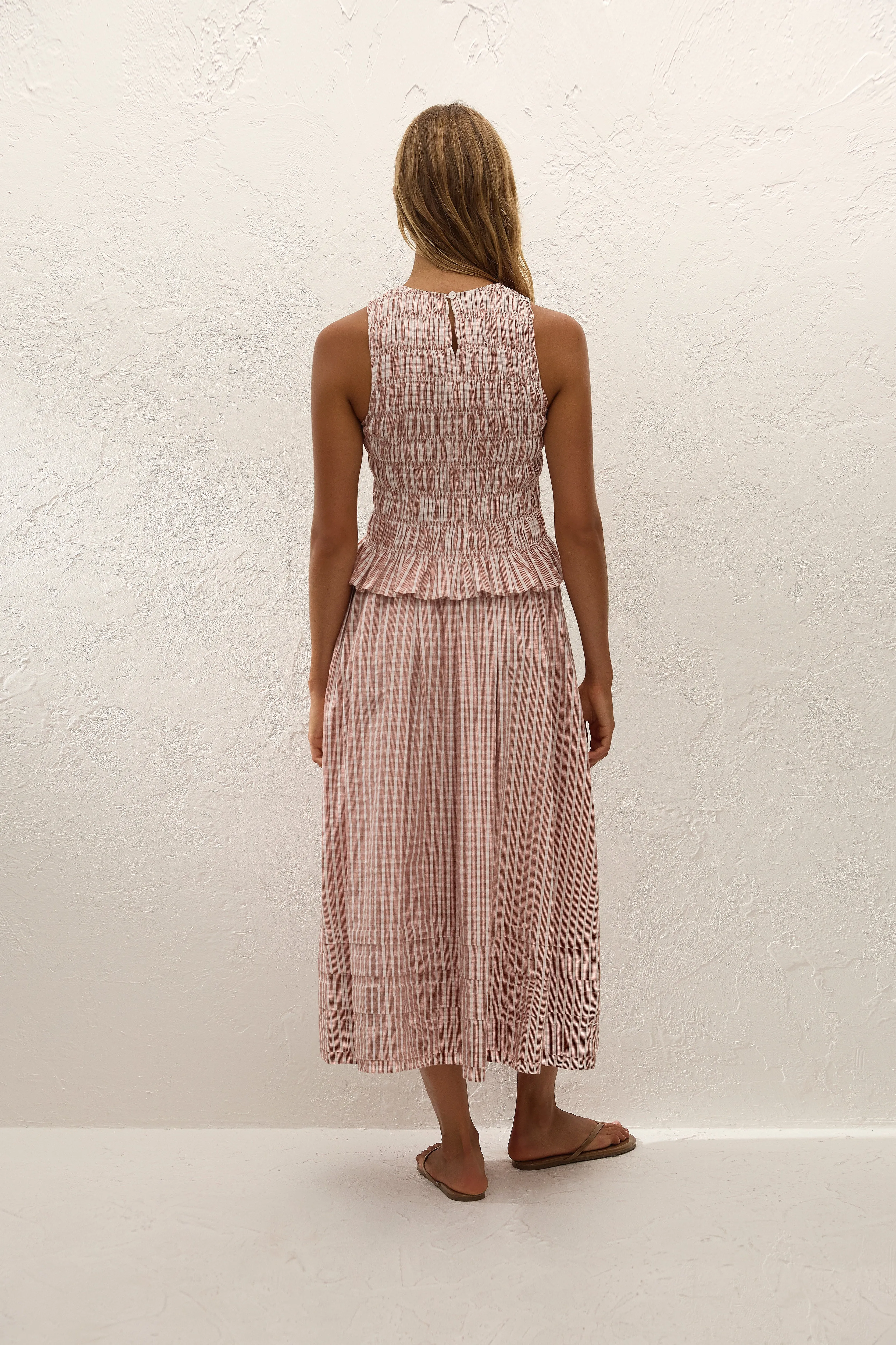 Cales Top Paloma Check Cinnamon White sold by Faithfull the Brand product image thumbnail 4