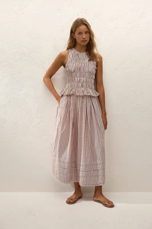 Cales Top Paloma Check Cinnamon White made by Faithfull the Brand