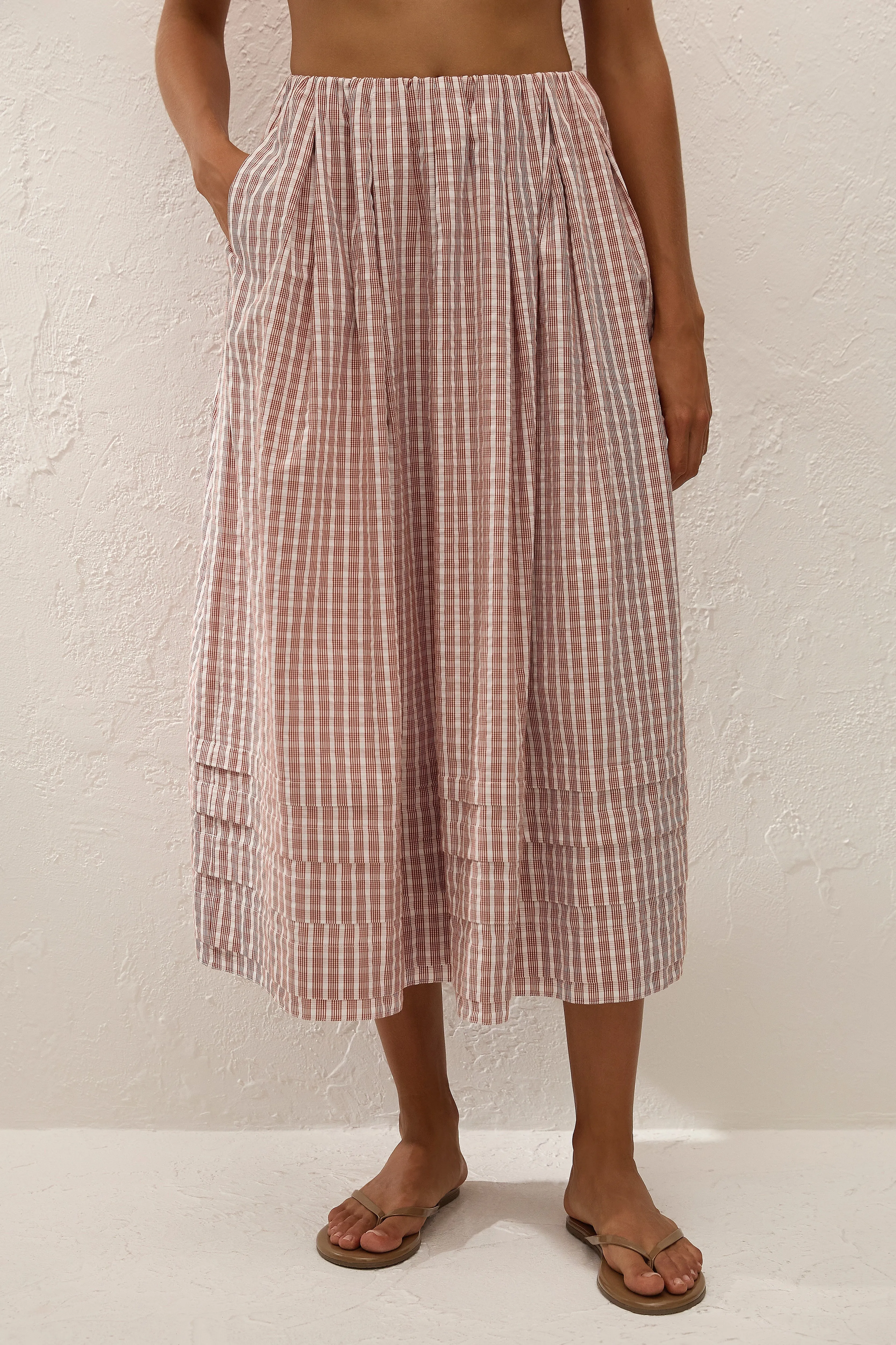 Cales Skirt Paloma Check Cinnamon White sold by Faithfull the Brand product image thumbnail 2