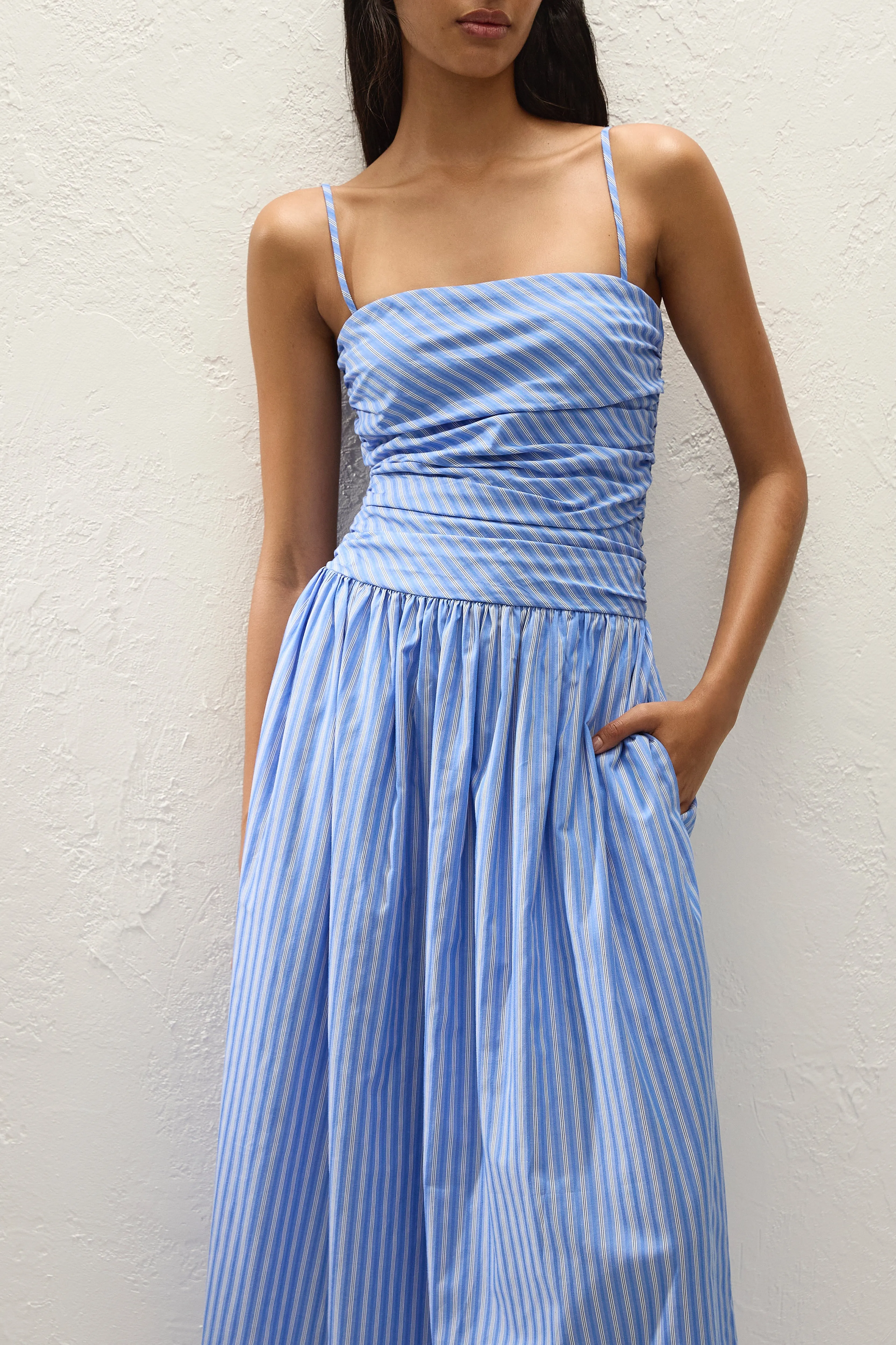 Portlligat Maxi Dress Joao Stripe Azulejo Blue sold by Faithfull the Brand product image thumbnail 2