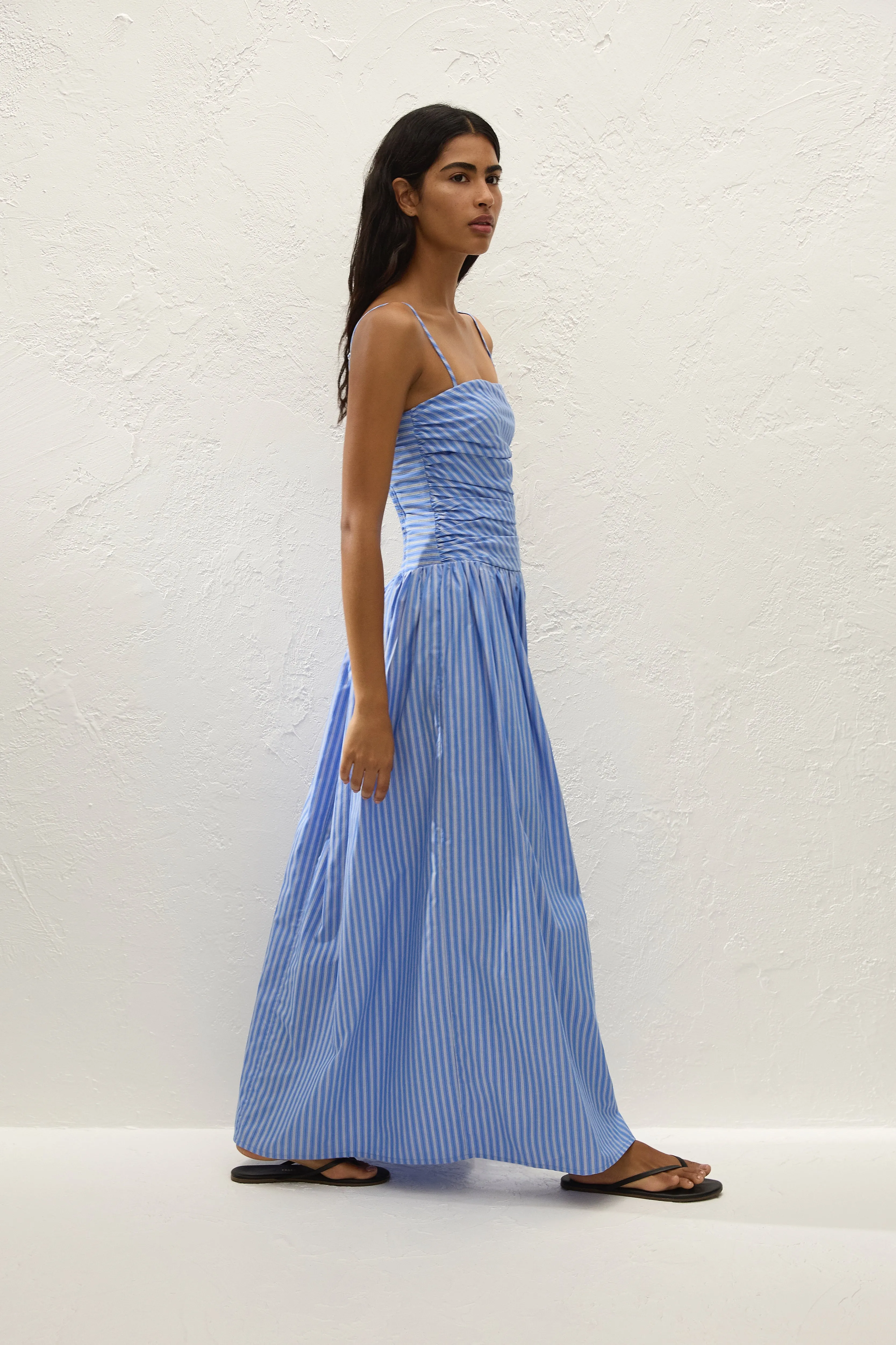 Portlligat Maxi Dress Joao Stripe Azulejo Blue sold by Faithfull the Brand product image thumbnail 3