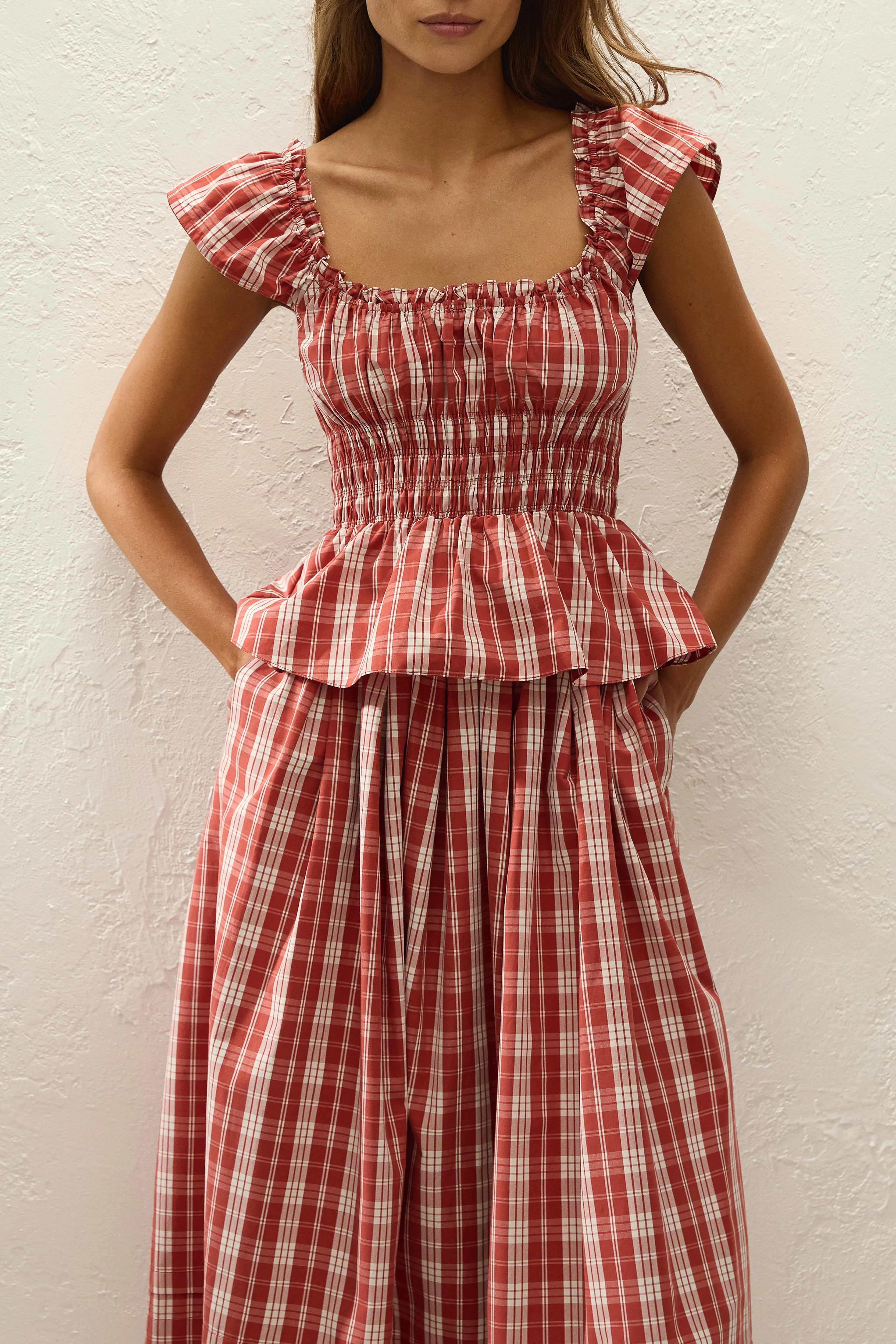 Janne Top Ines Check Terra Rosso sold by Faithfull the Brand product image thumbnail 2