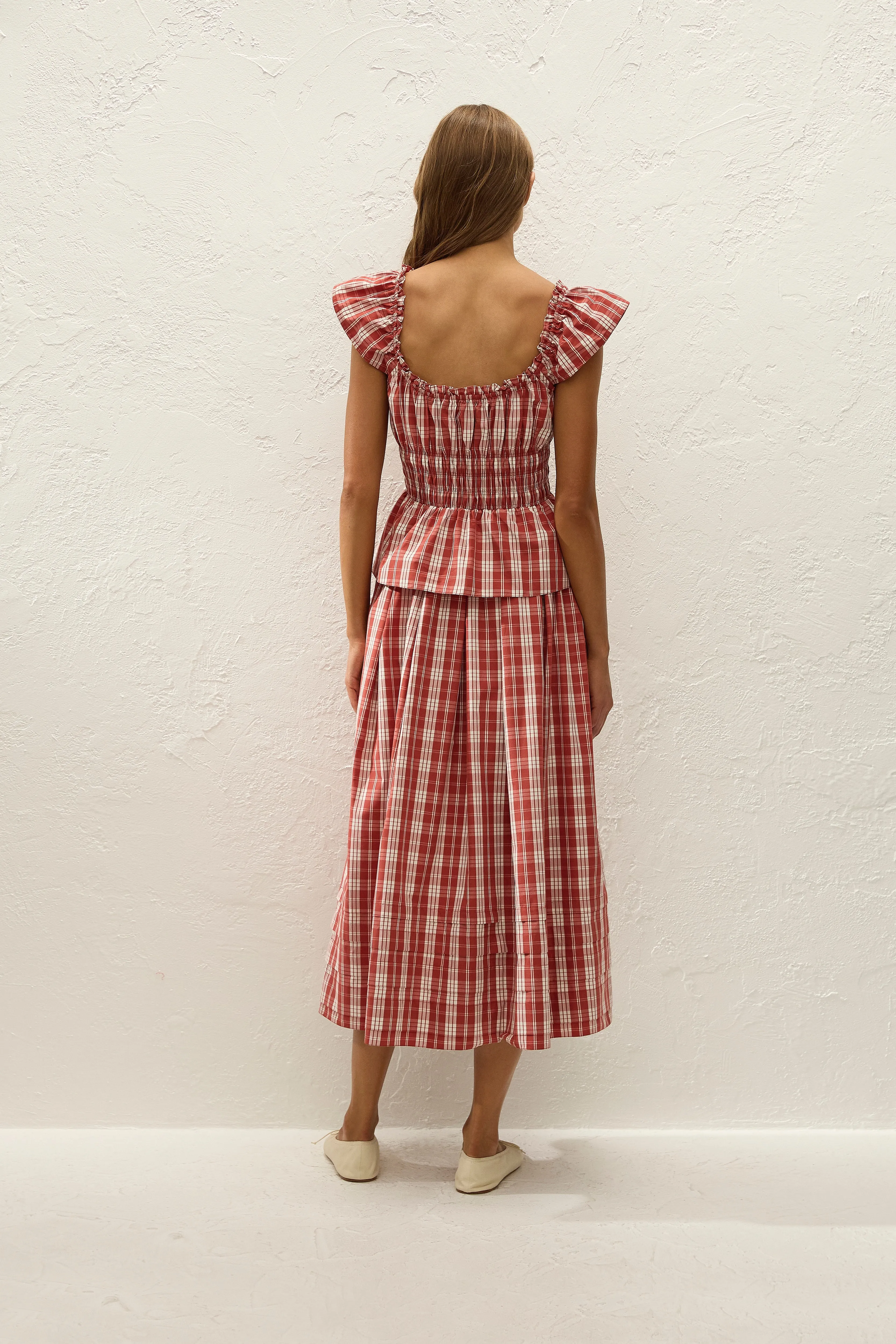 Janne Top Ines Check Terra Rosso sold by Faithfull the Brand product image thumbnail 4