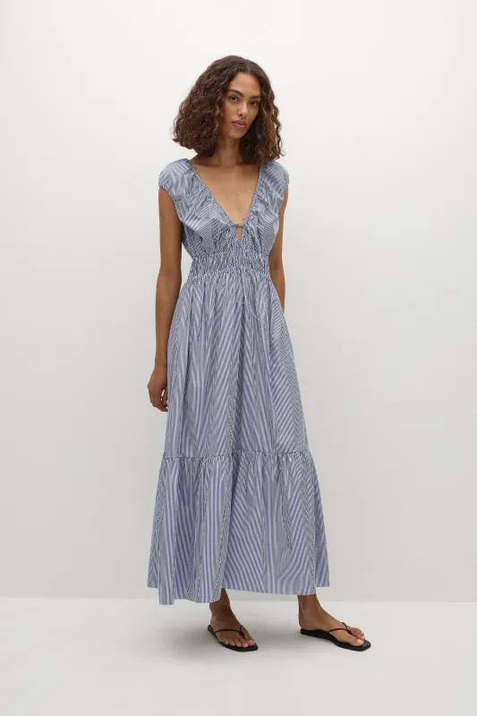 Hedda Maxi Dress Helle Stripe Vintage Navy - Final Sale made by Faithfull the Brand