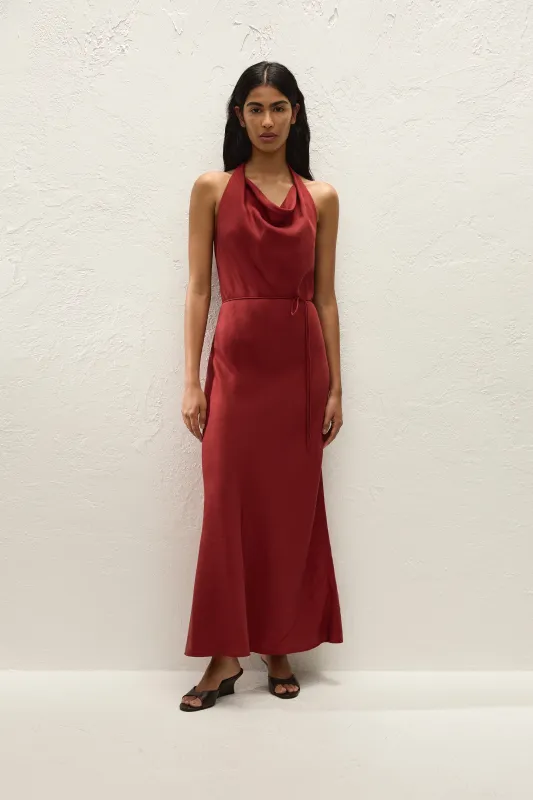 Izaro Maxi Dress Porto Red made by Faithfull the Brand