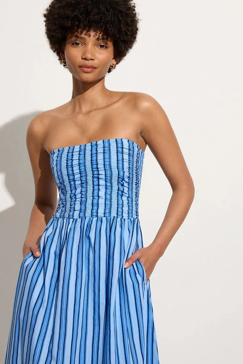 Dominquez Midi Dress Akaia Stripe Blue | Parallel