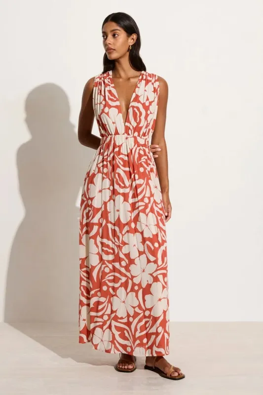 Tropicale Midi Dress Pavito Floral Watermelon - Final Sale sold by Faithfull the Brand