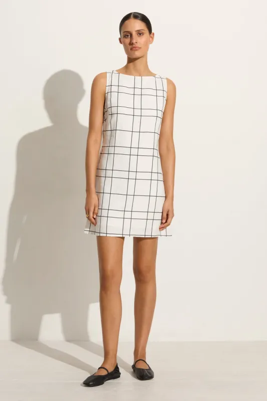 Lui Mini Dress Letizia Check White - Final Sale sold by Faithfull the Brand