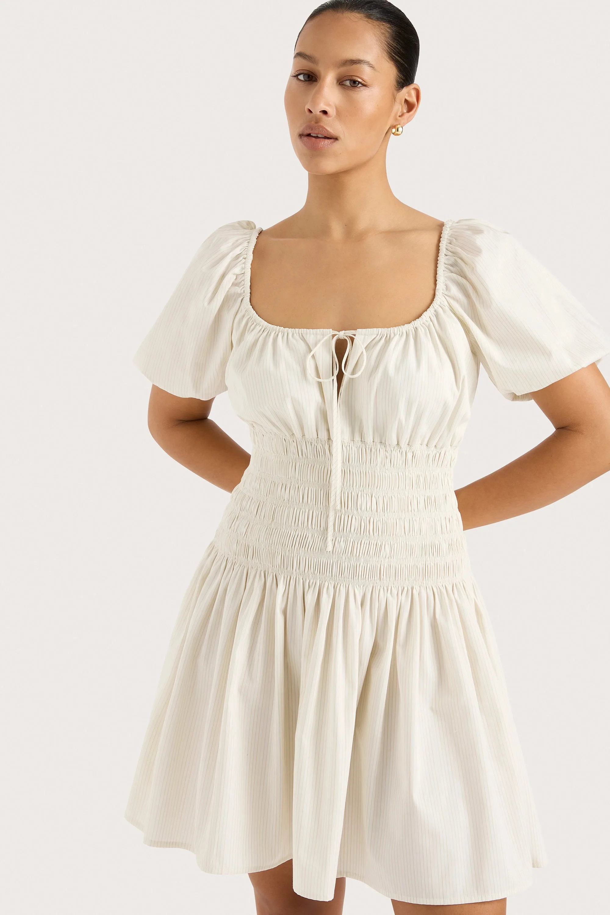 Aya Mini Dress Cream Pinstripe - Final Sale sold by Faithfull the Brand product image thumbnail 4