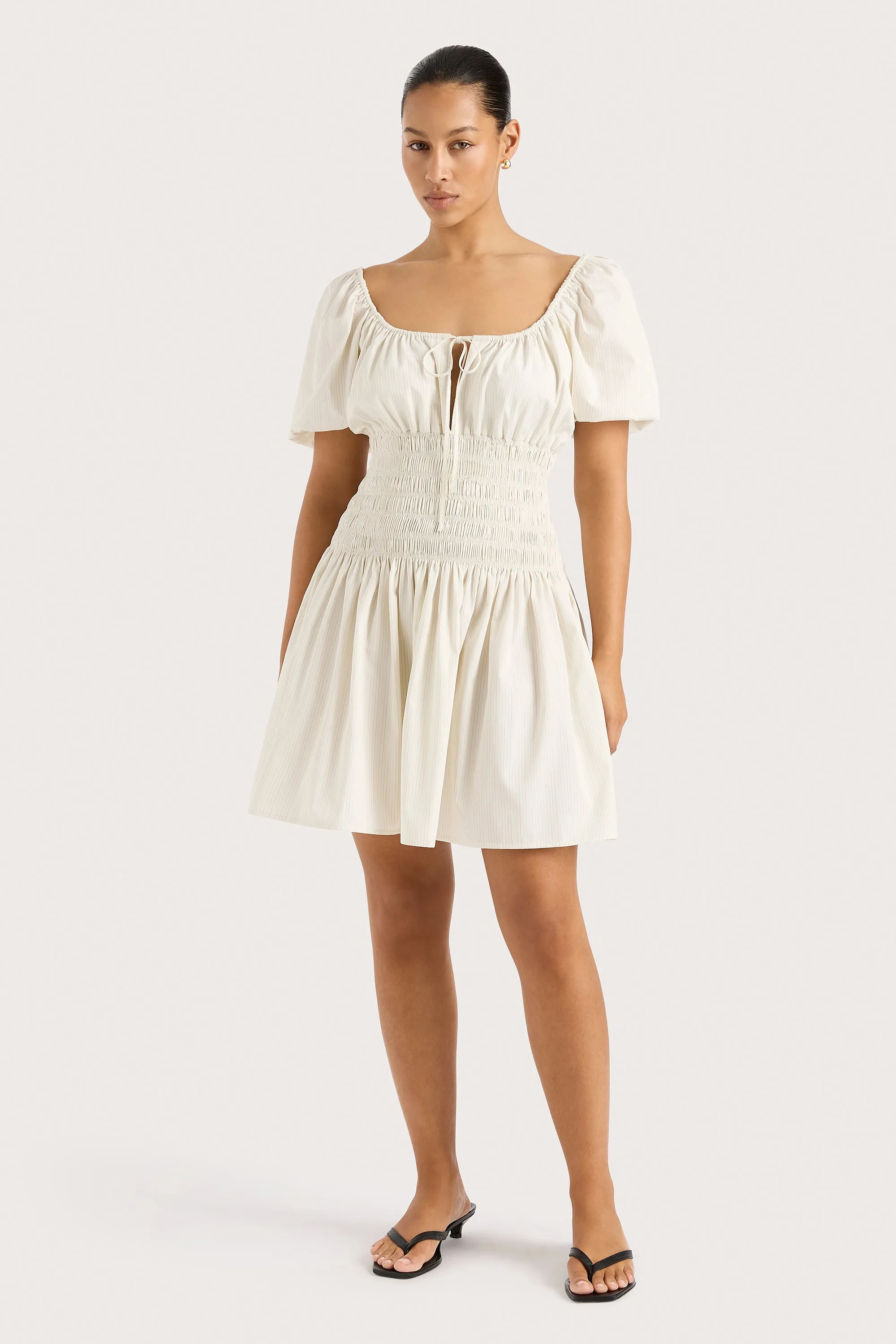 Aya Mini Dress Cream Pinstripe - Final Sale sold by Faithfull the Brand