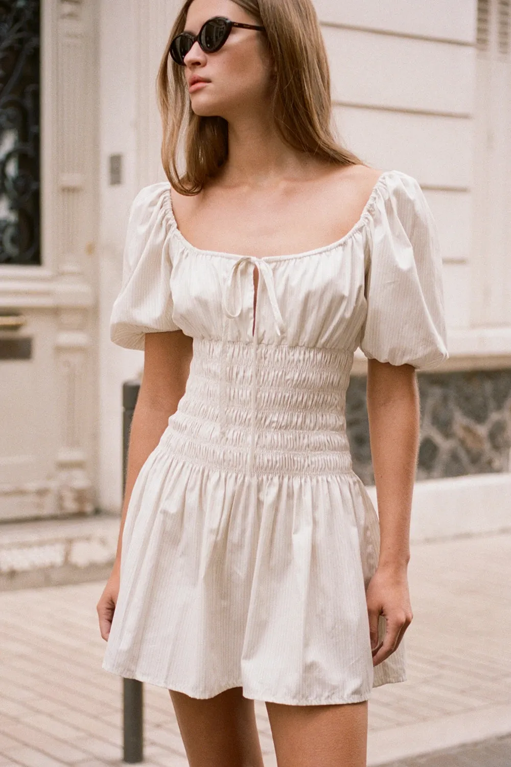 Aya Mini Dress Cream Pinstripe - Final Sale sold by Faithfull the Brand product image thumbnail 2