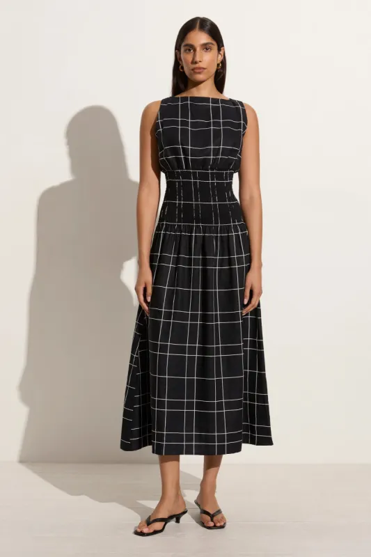 La Canella Midi Dress Letizia Check Black - Final Sale sold by Faithfull the Brand