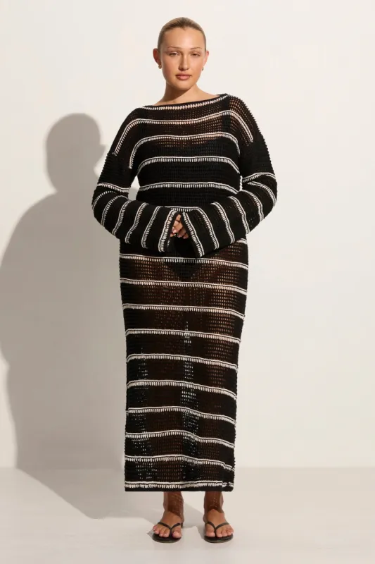 Jesolo Crochet Dress Black/Off White sold by Faithfull the Brand