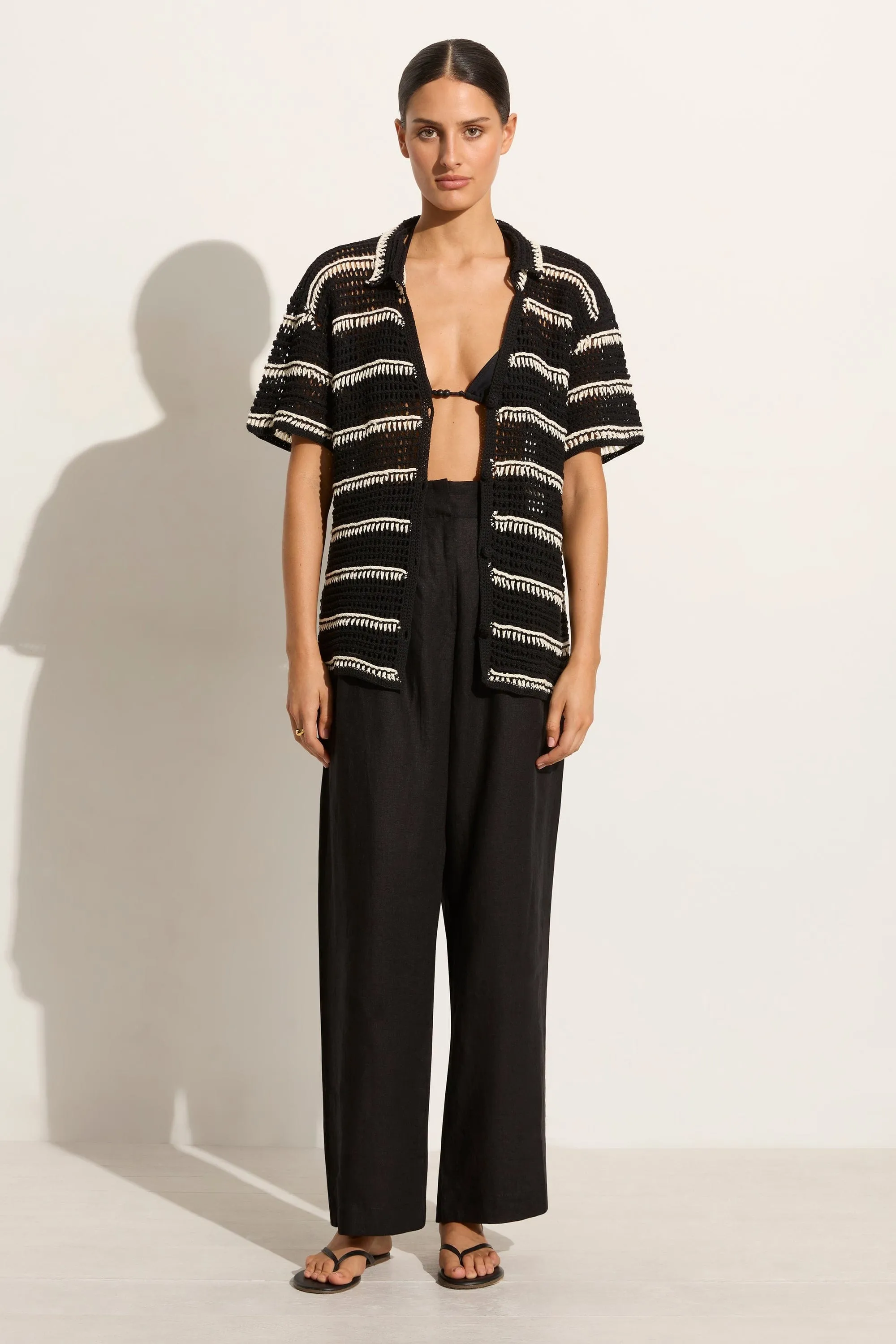 Gioia Handmade Crochet Shirt Black/Off White - Final Sale sold by Faithfull the Brand product image thumbnail 2