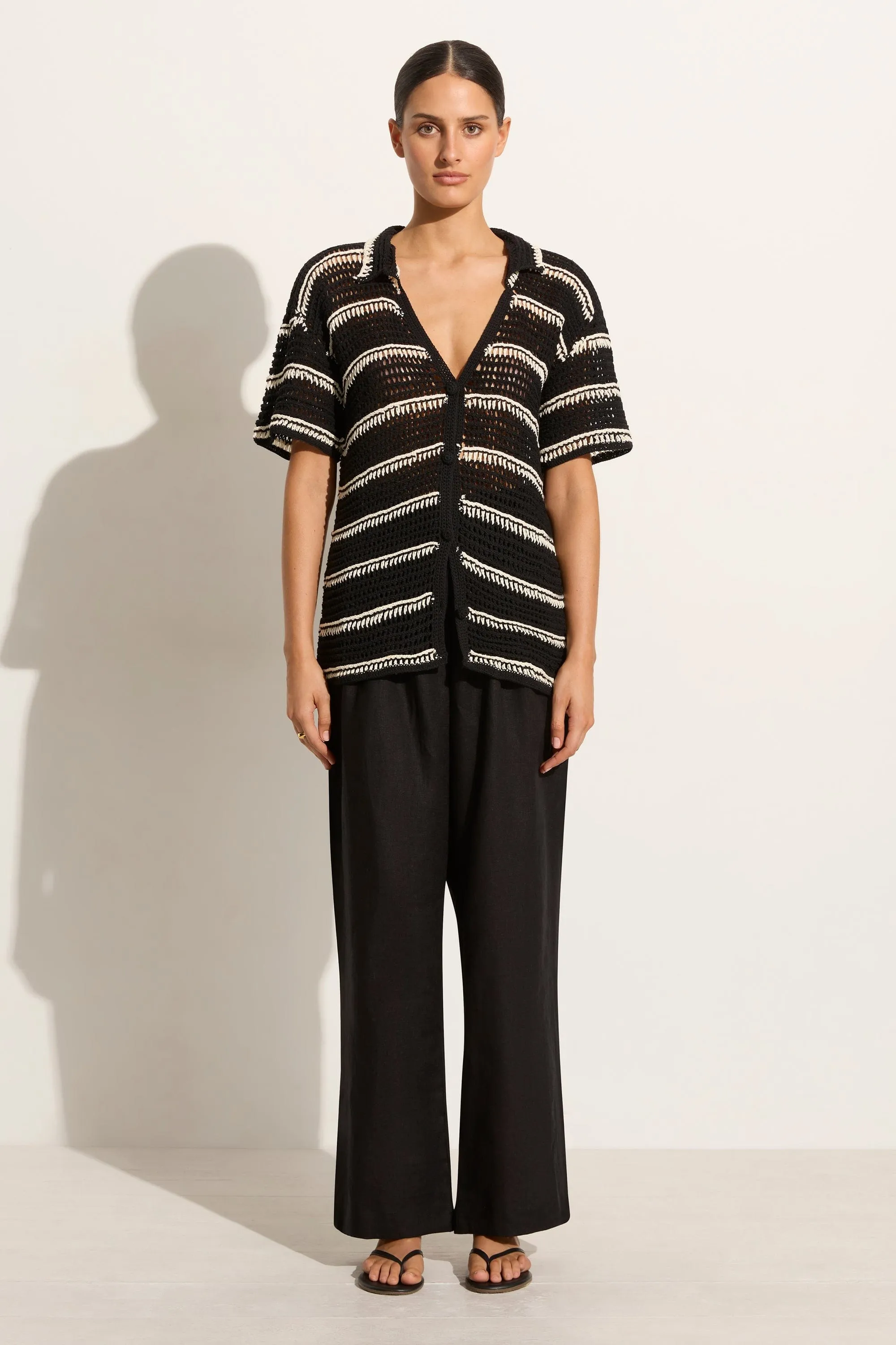 Gioia Handmade Crochet Shirt Black/Off White - Final Sale sold by Faithfull the Brand product image thumbnail 3