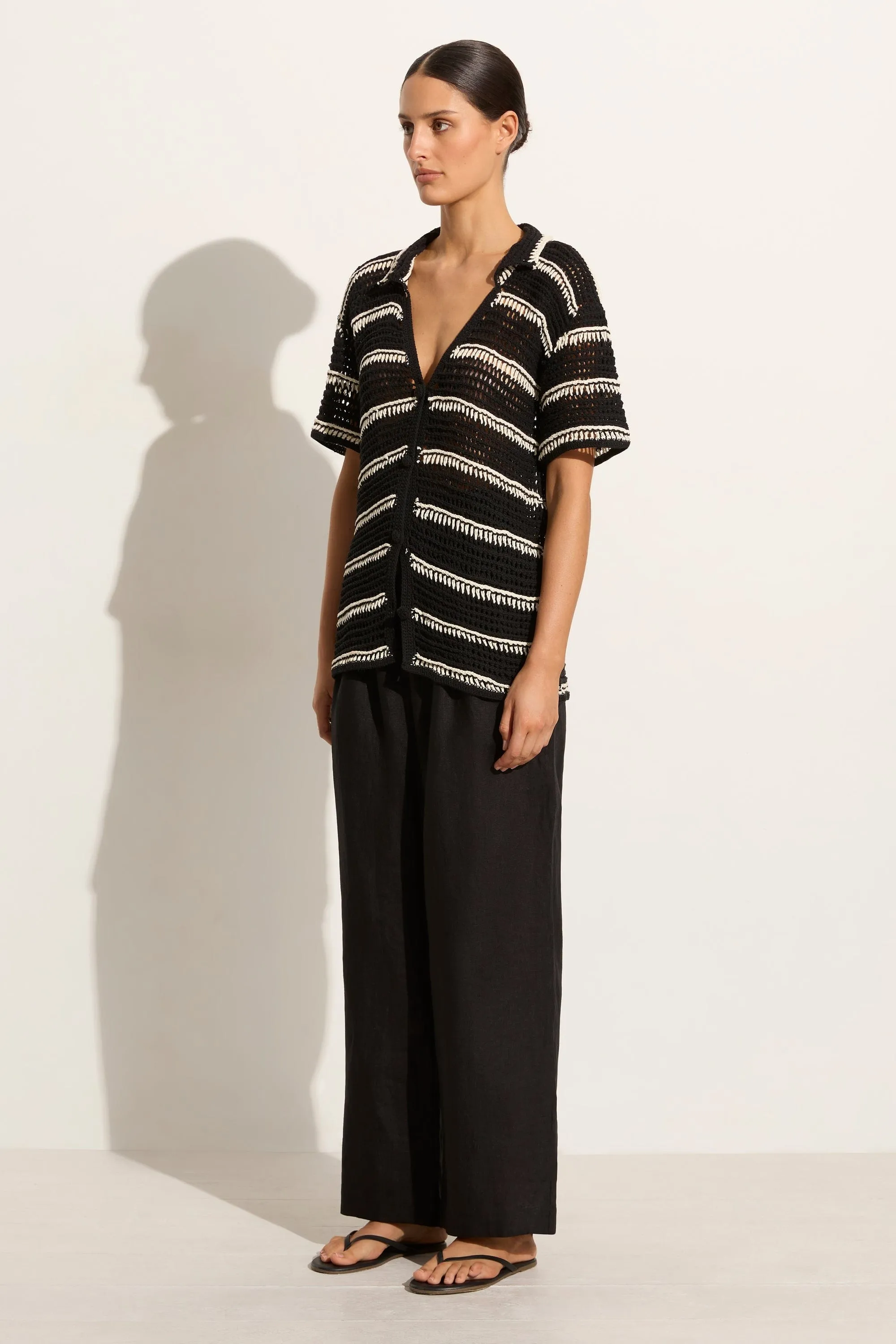 Gioia Handmade Crochet Shirt Black/Off White - Final Sale sold by Faithfull the Brand product image thumbnail 4