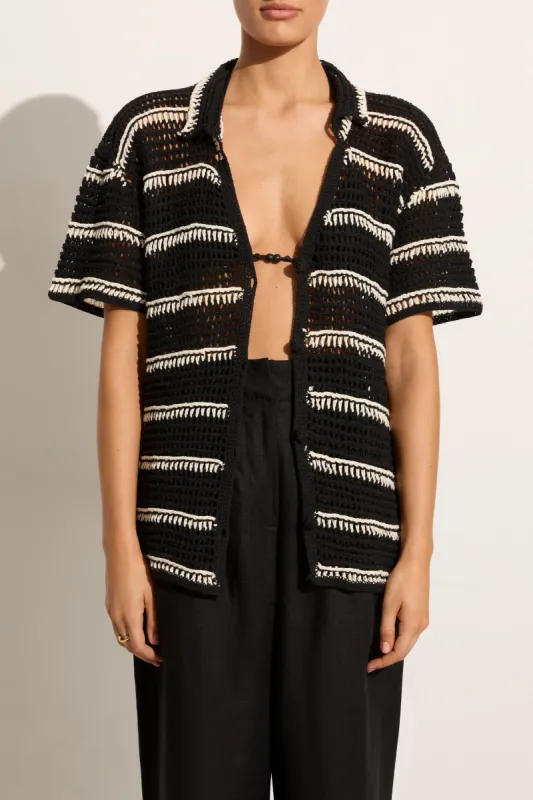Gioia Handmade Crochet Shirt Black/Off White - Final Sale sold by Faithfull the Brand