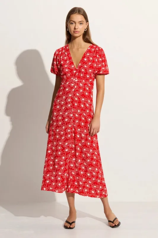Bellavista Midi Dress La Isla Floral Red (Exclusive) - Final Sale sold by Faithfull the Brand