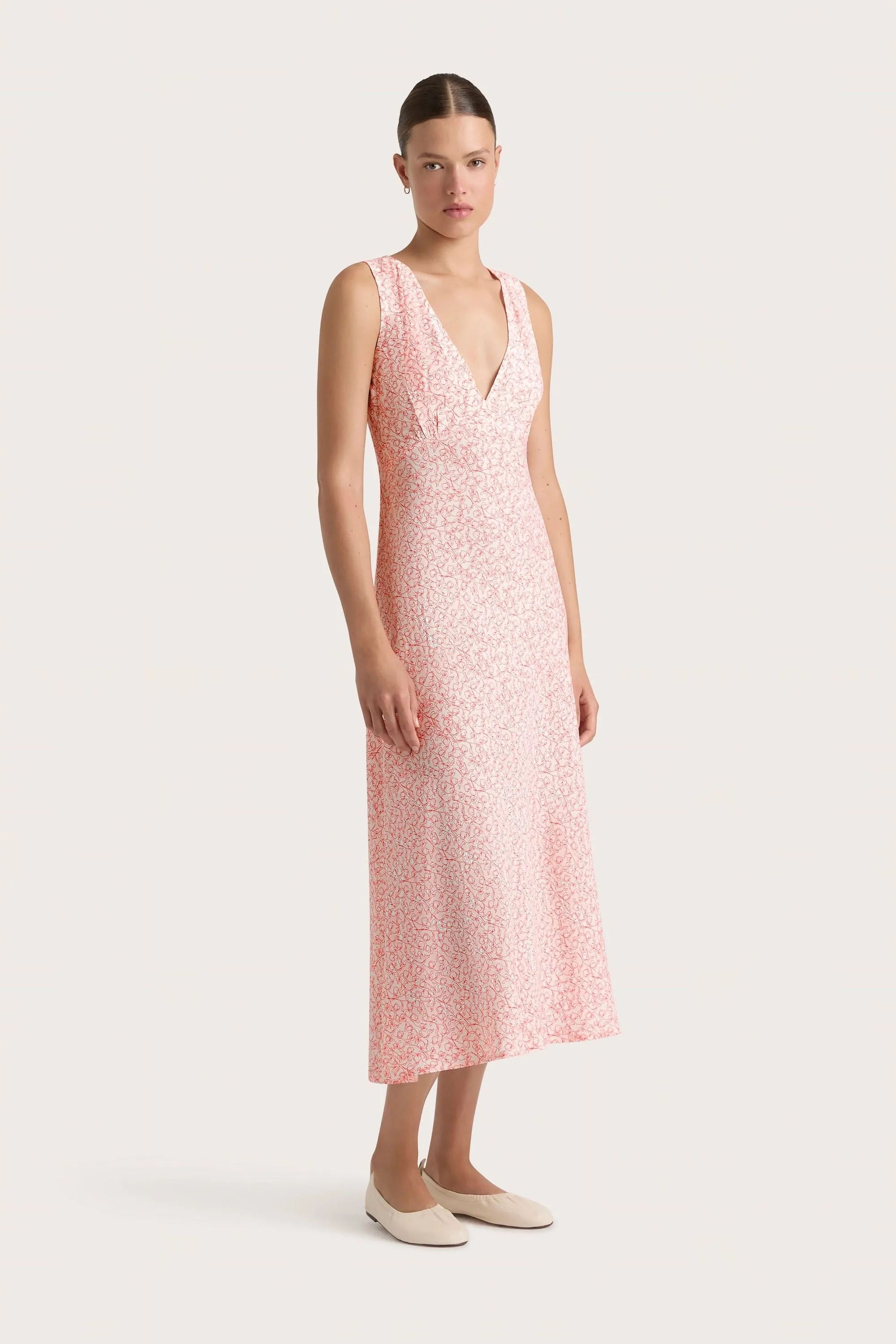 Jardin Midi Dress Calla Vermillion - Final Sale sold by Faithfull the Brand product image thumbnail 3