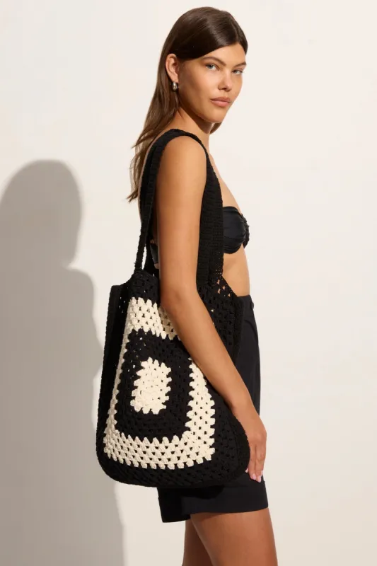 Ostia Crochet Bag Black/Off White sold by Faithfull the Brand