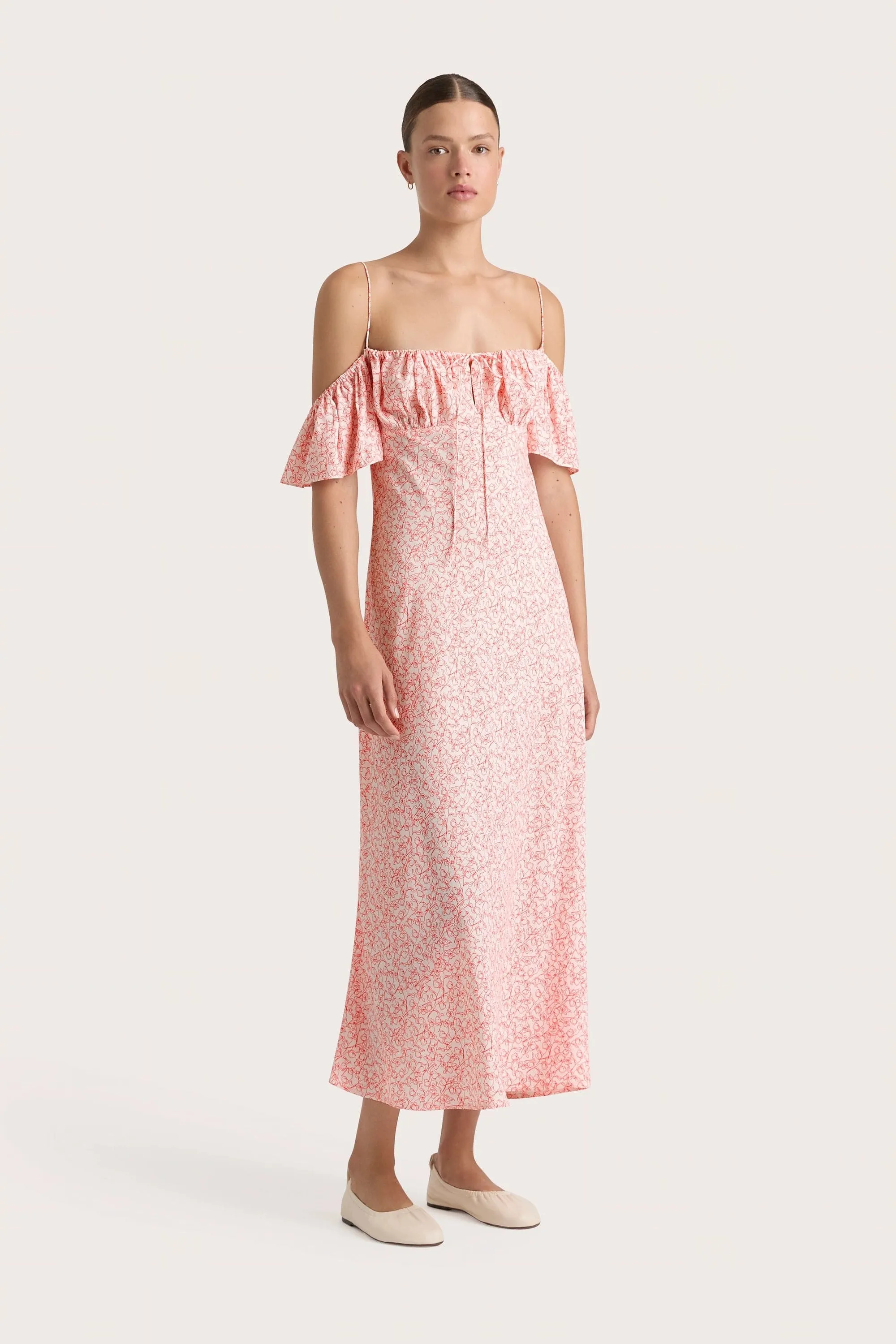 Menton Midi Dress Calla Vermillion - Final Sale sold by Faithfull the Brand product image thumbnail 3