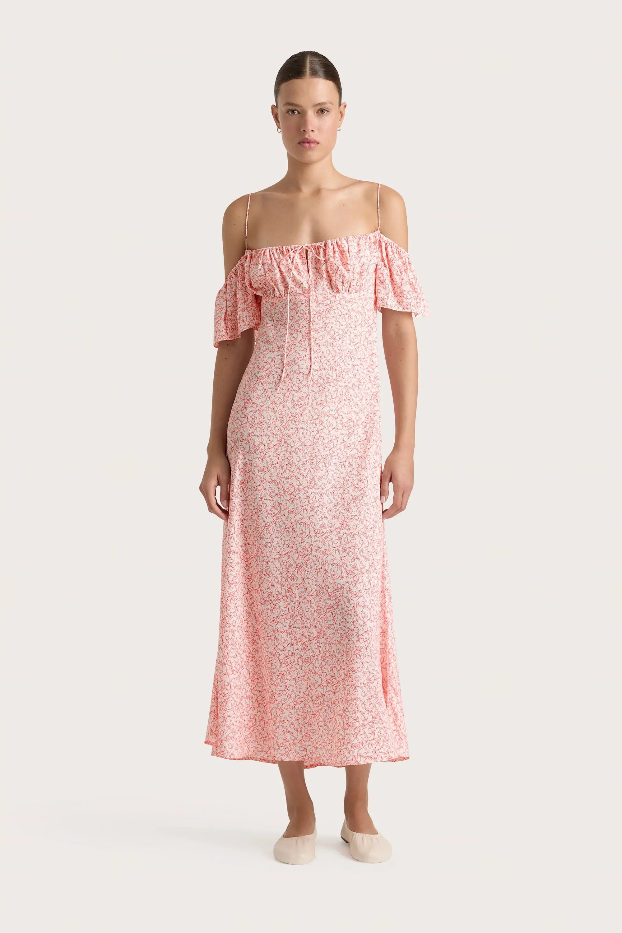 Menton Midi Dress Calla Vermillion - Final Sale sold by Faithfull the Brand