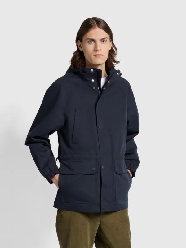 Gunnar Parka Jacket In True Navy sold by Farah