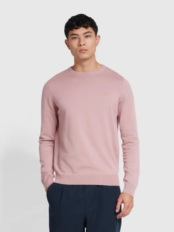 Mullen Cotton Crew Neck Sweater In Dark Pink sold by Farah