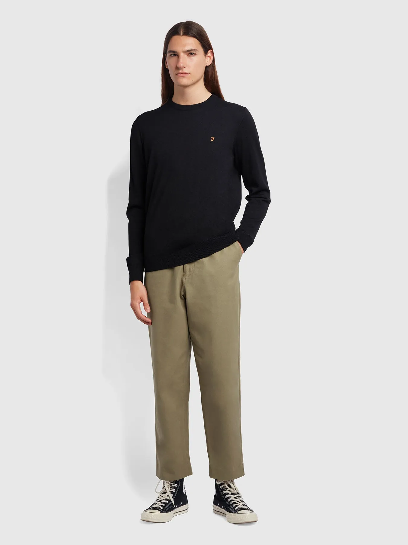 Mullen Merino Wool Crew Neck Sweater In Black sold by Farah product image thumbnail 2