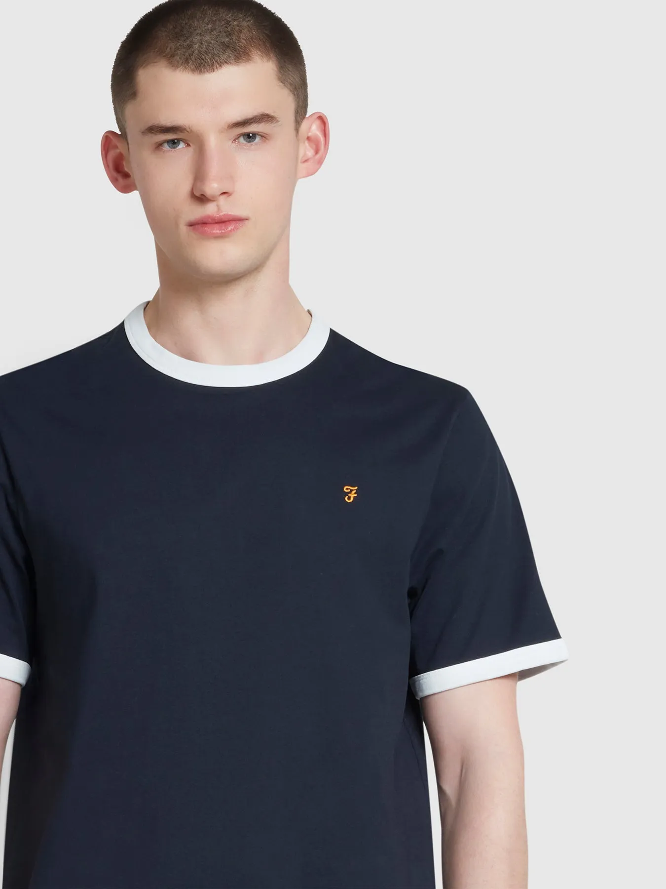 Groves Regular Fit Ringer T-Shirt In True Navy sold by Farah product image thumbnail 4