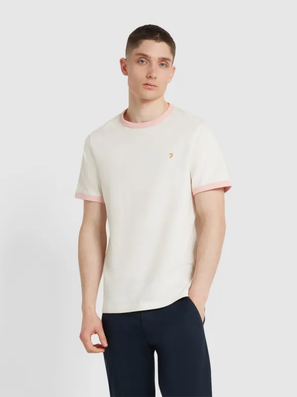 Groves Regular Fit Ringer T-Shirt In Ecru sold by Farah